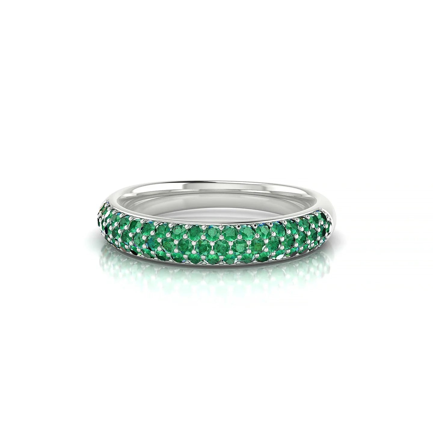 Dawn | 18k White Gold 1.3 mm Round Emerald Ring