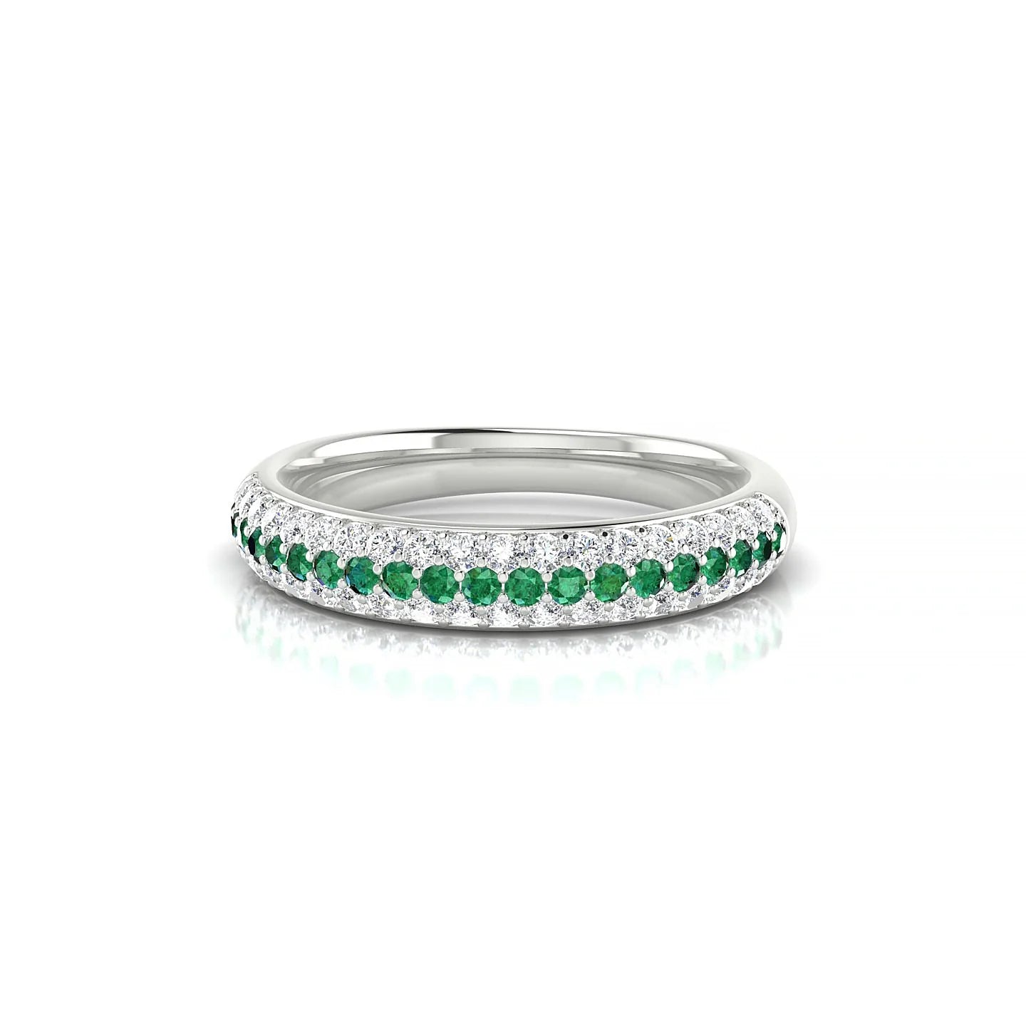 Dawn | 18k White Gold 1.3 mm Round Emerald & Diamond Ring