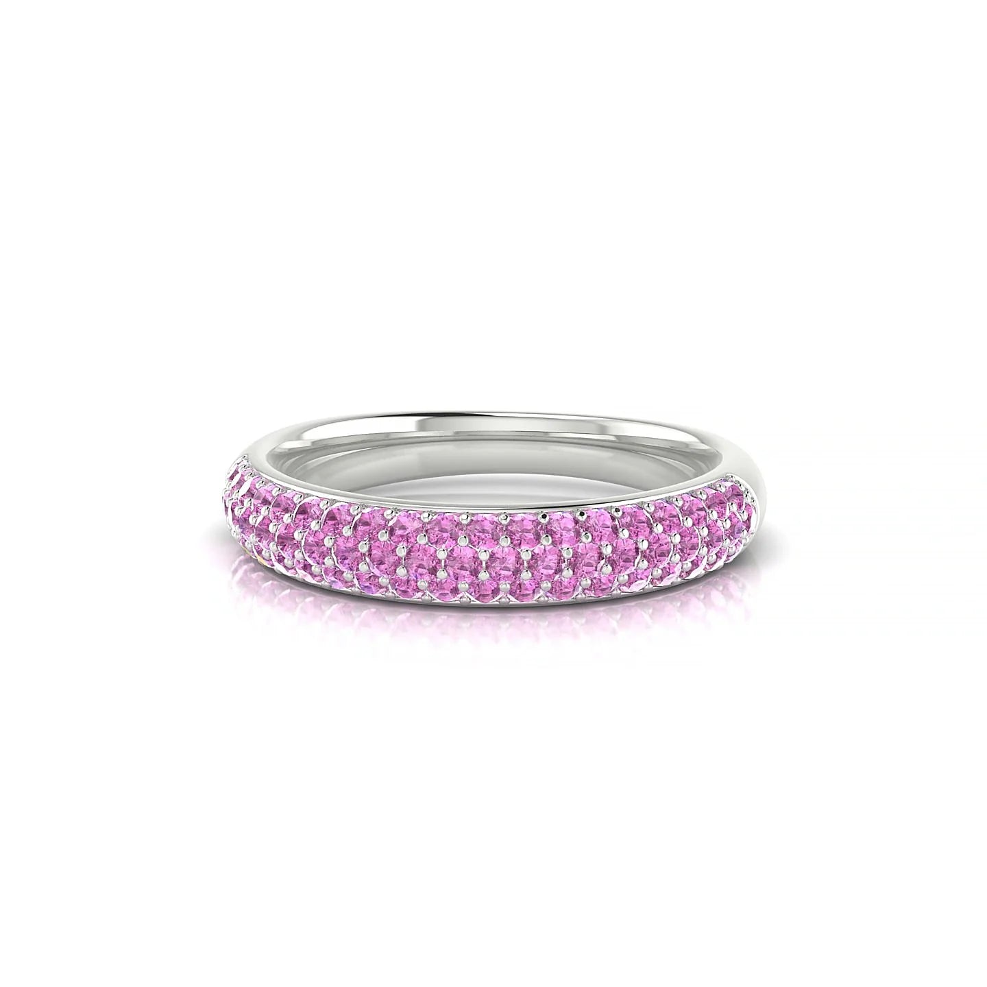 Dawn | 18k White Gold 1.3 mm Round Pink Sapphire Ring