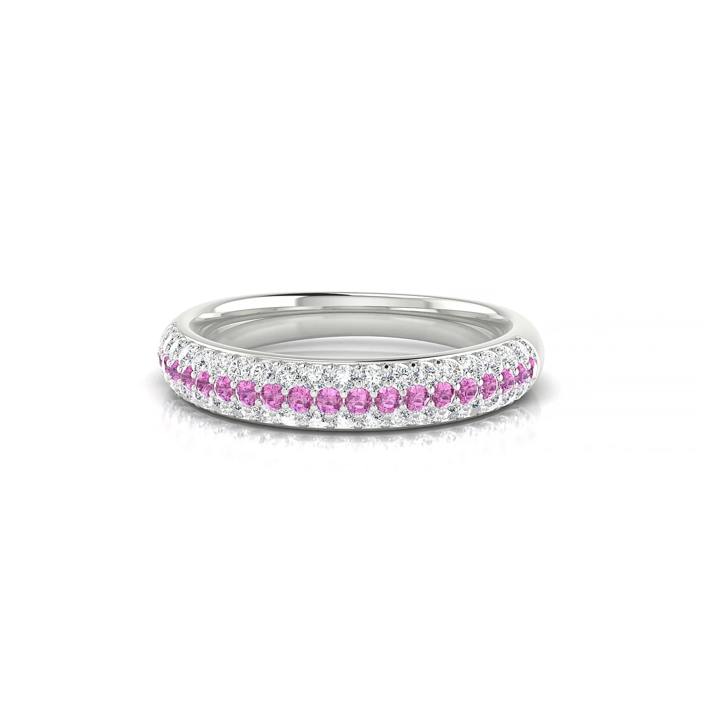 Dawn | 18k White Gold 1.3 mm Round Pink Sapphire & Diamond Ring