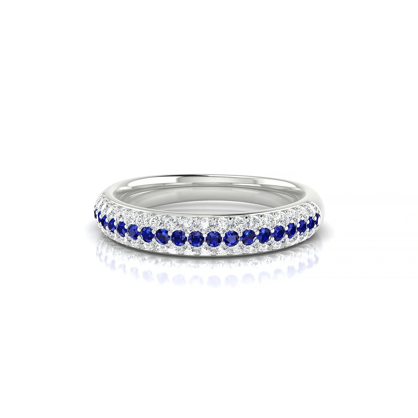 Dawn | 18k White Gold 1.3 mm Round Sapphire & Diamond Ring