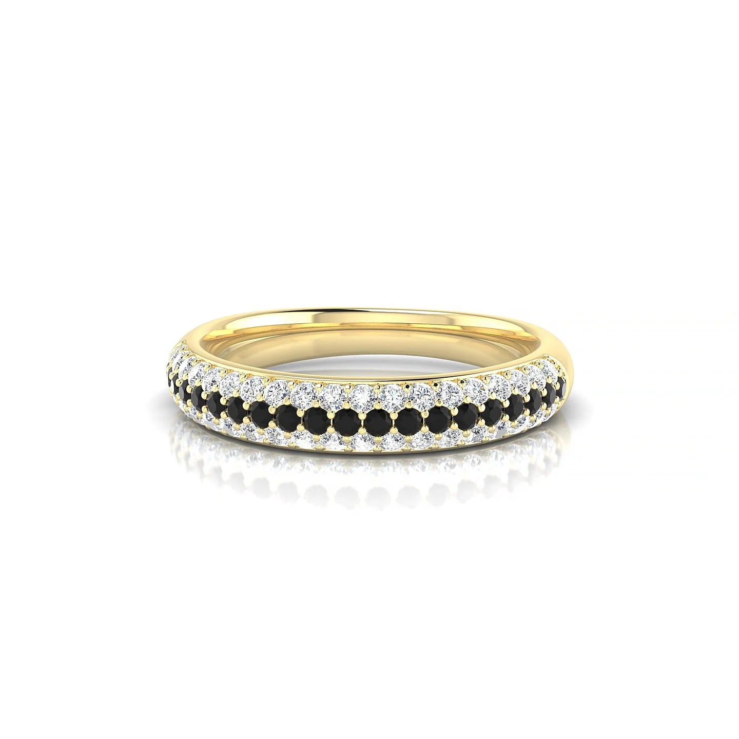 Dawn | 18k Yellow Gold 1.3 mm Round Black Diamond & Diamond Ring