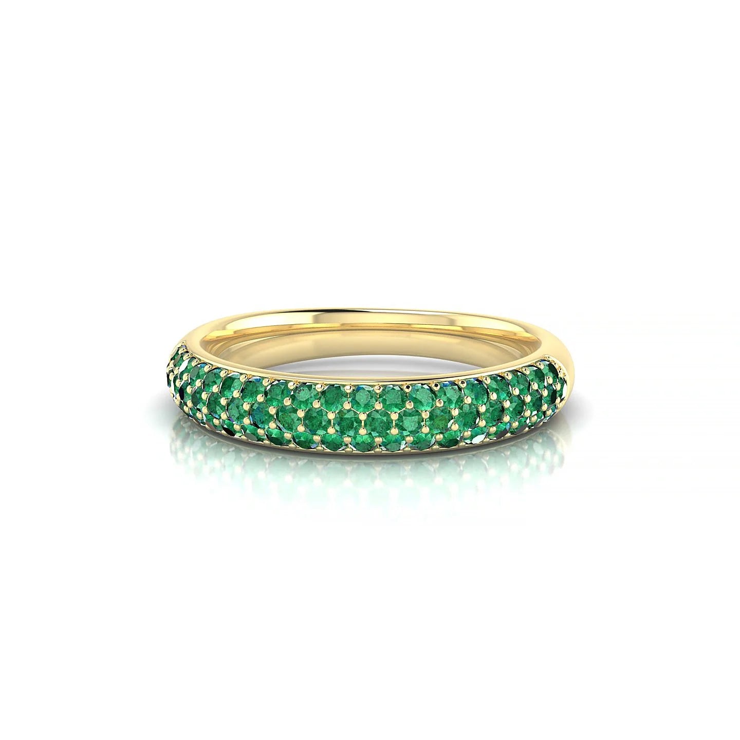 Dawn | 18k Yellow Gold 1.3 mm Round Emerald Ring