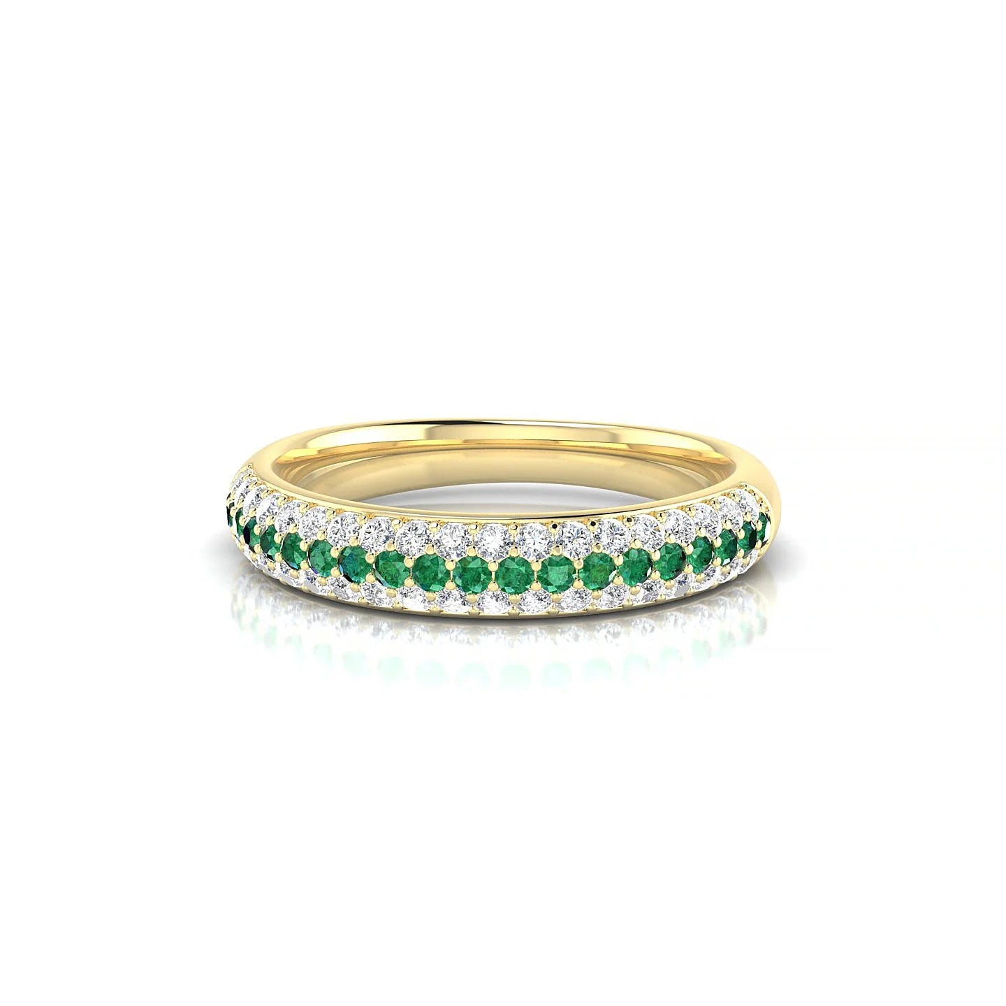 Dawn | 18k Yellow Gold 1.3 mm Round Emerald & Diamond Ring