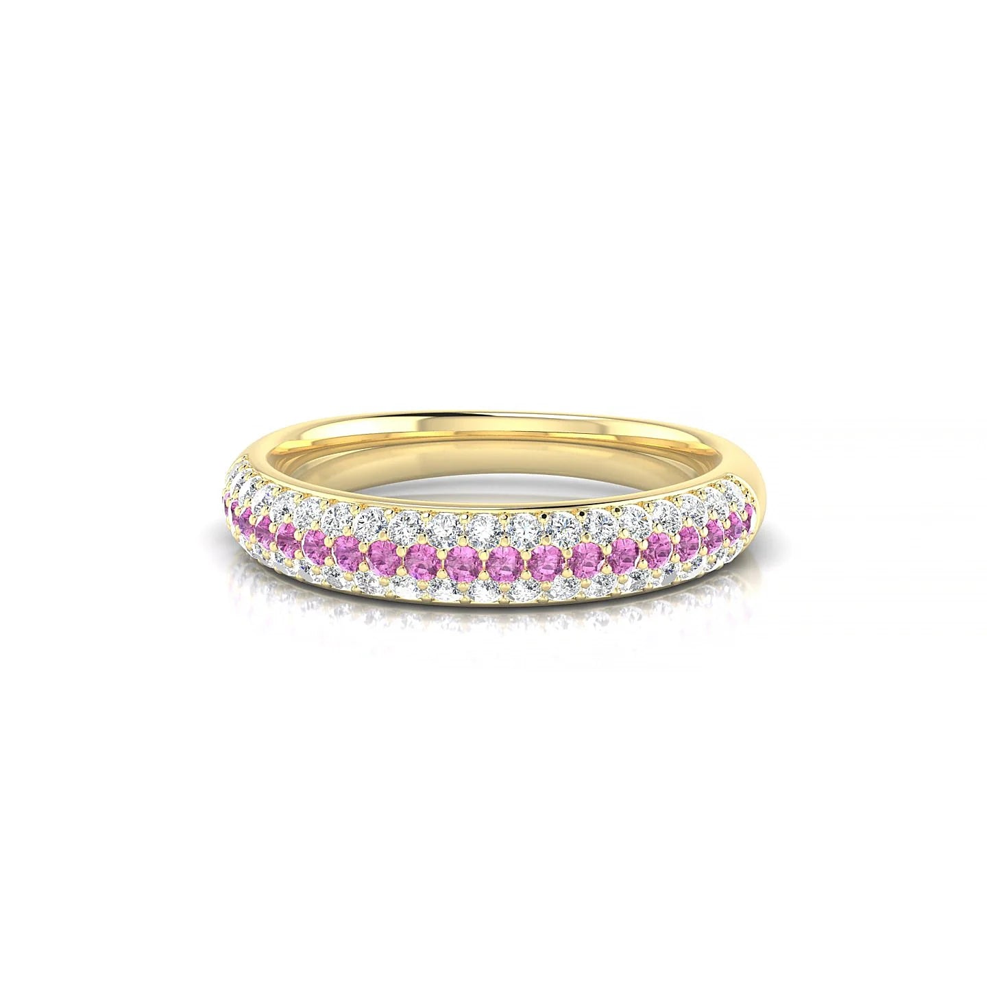 Dawn | 18k Yellow Gold 1.3 mm Round Pink Sapphire & Diamond Ring