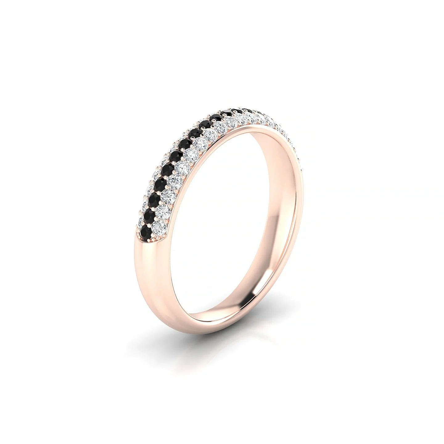 Dawn | 18k Rose Gold 1.3 mm Round Black Diamond & Diamond Ring