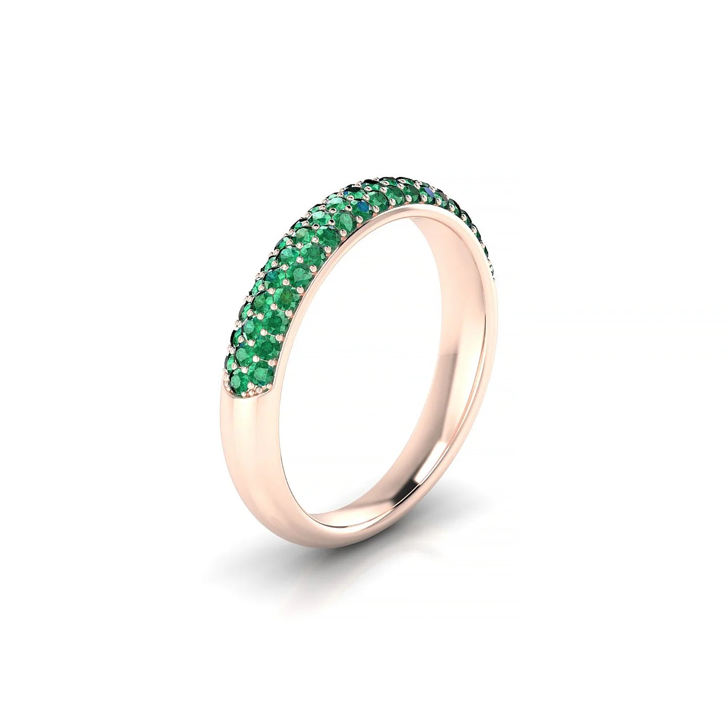 Dawn | 18k Rose Gold 1.3 mm Round Emerald Ring