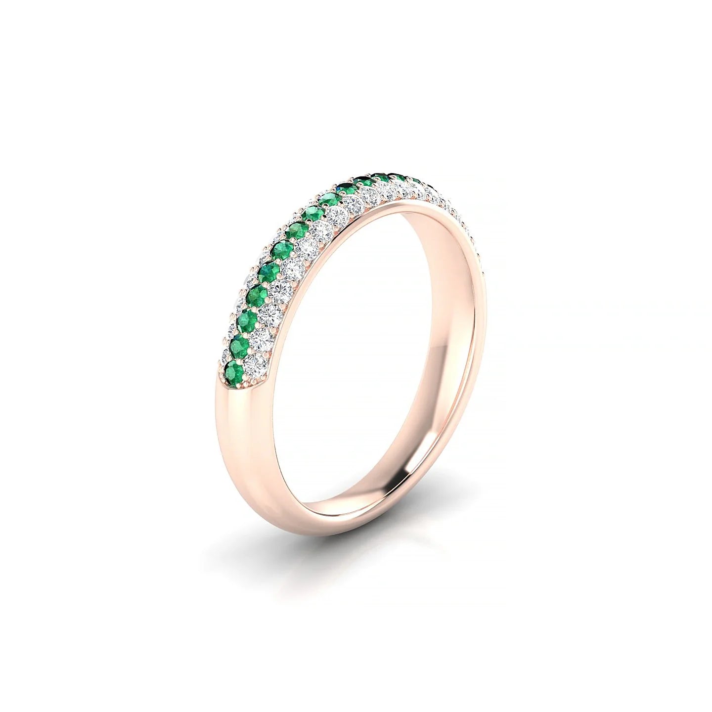 Dawn | 18k Rose Gold 1.3 mm Round Emerald & Diamond Ring