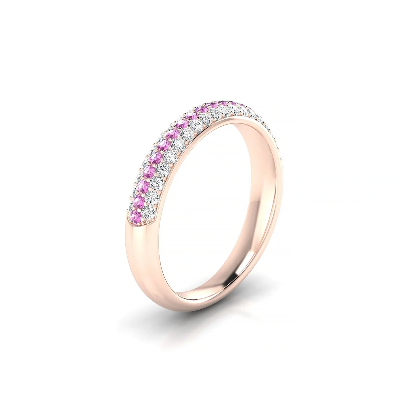 Dawn | 18k Rose Gold 1.3 mm Round Pink Sapphire & Diamond Ring