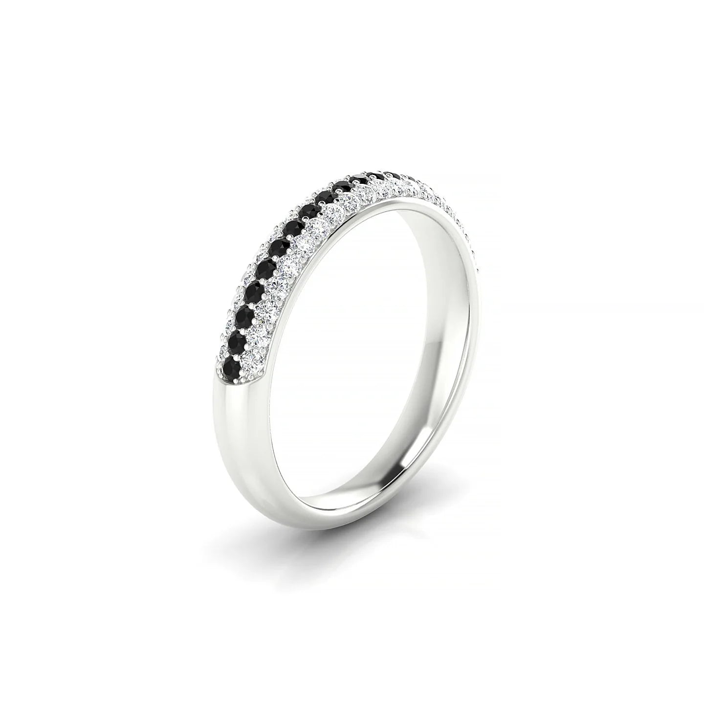 Dawn | 18k White Gold 1.3 mm Round Black Diamond & Diamond Ring
