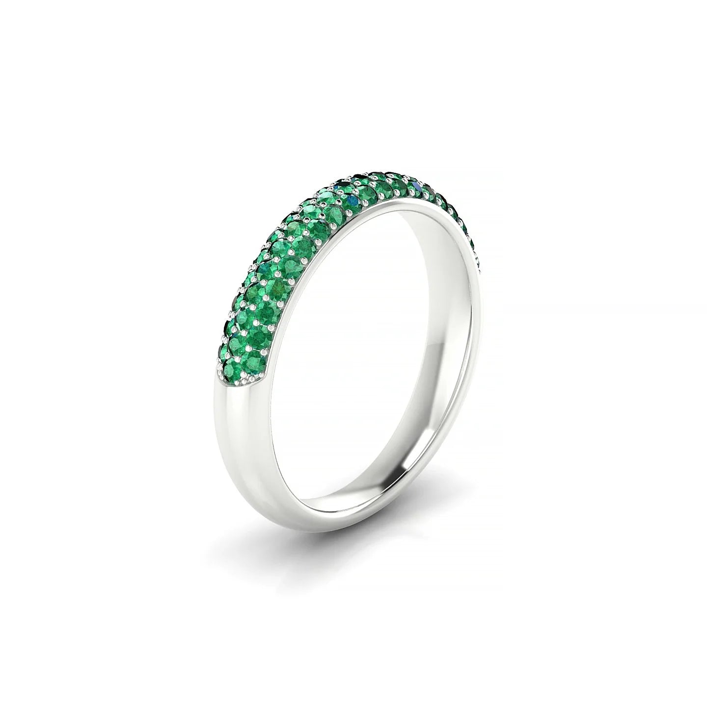 Dawn | 18k White Gold 1.3 mm Round Emerald Ring