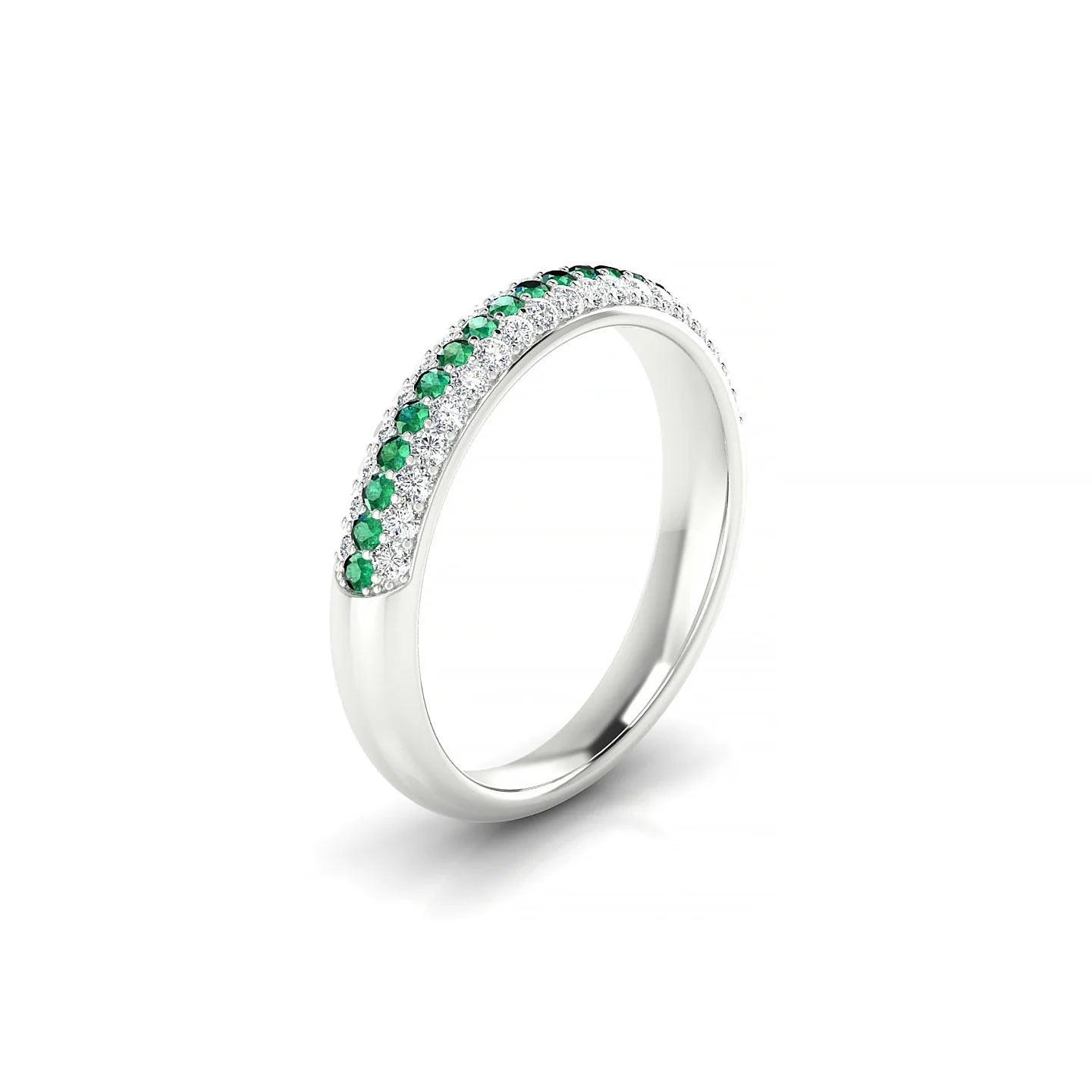 Dawn | 18k White Gold 1.3 mm Round Emerald & Diamond Ring