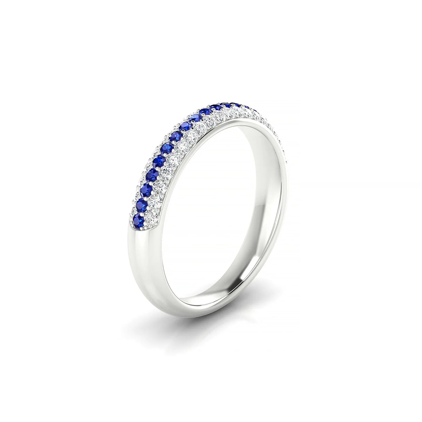 Dawn | 18k White Gold 1.3 mm Round Sapphire & Diamond Ring