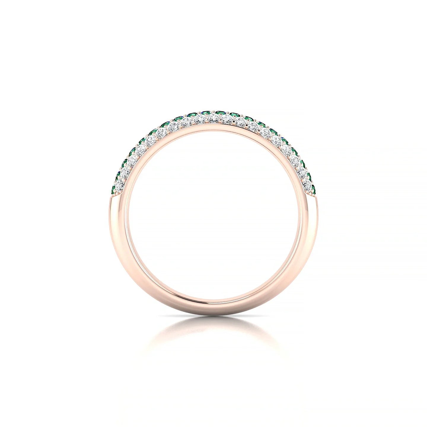 Dawn | 18k Rose Gold 1.3 mm Round Emerald & Diamond Ring