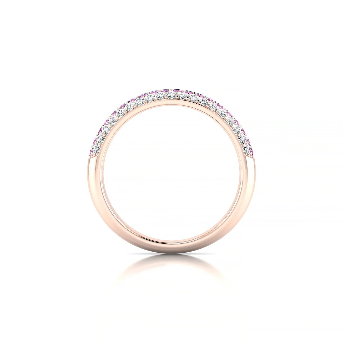 Dawn | 18k Rose Gold 1.3 mm Round Pink Sapphire & Diamond Ring