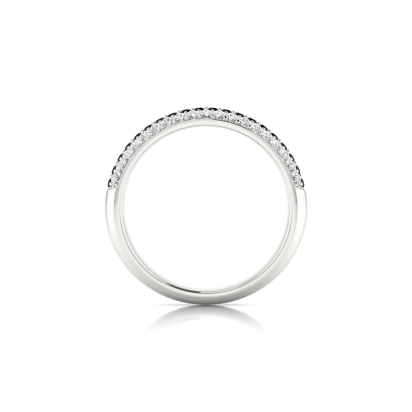 Dawn | 18k White Gold 1.3 mm Round Black Diamond & Diamond Ring