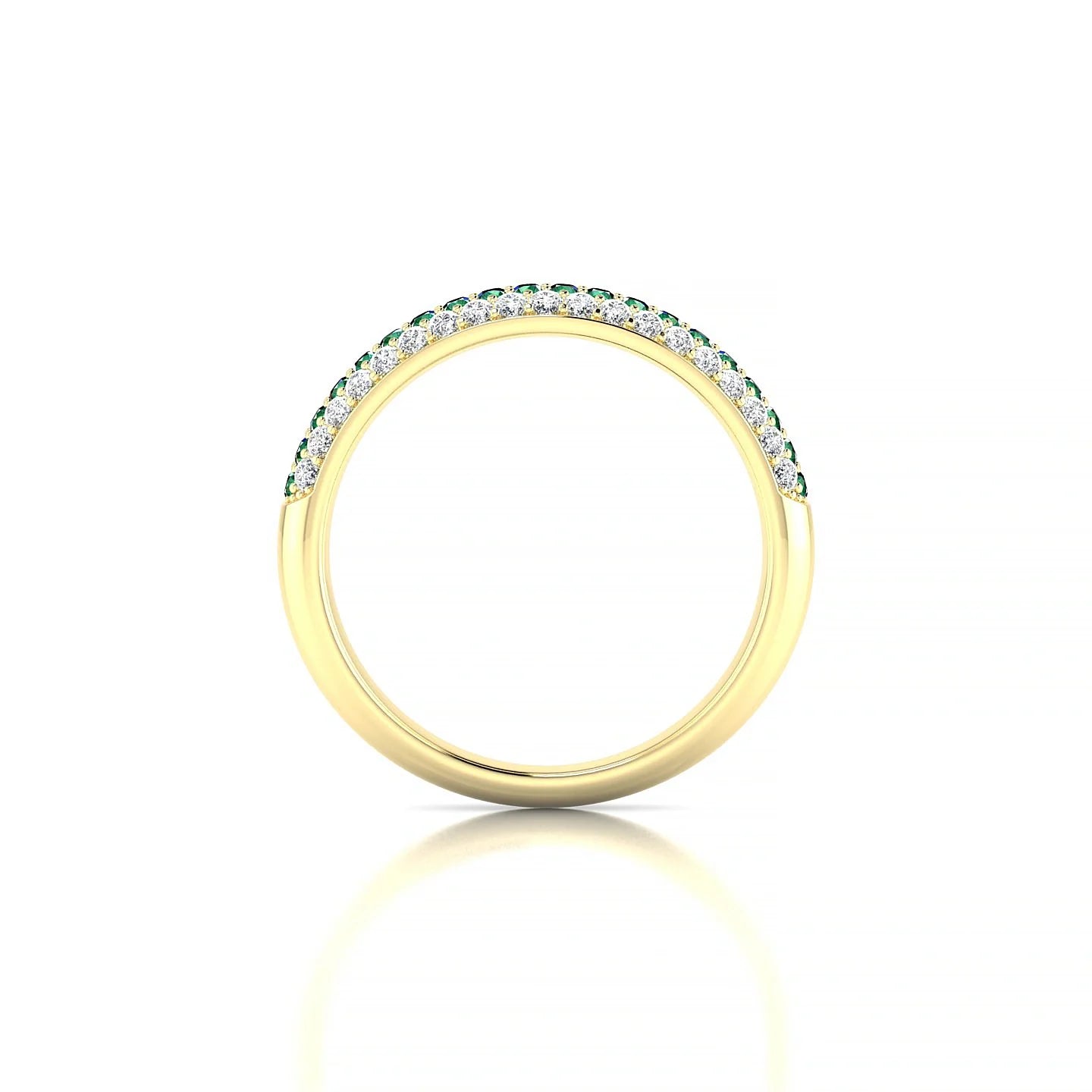 Dawn | 18k Yellow Gold 1.3 mm Round Emerald & Diamond Ring