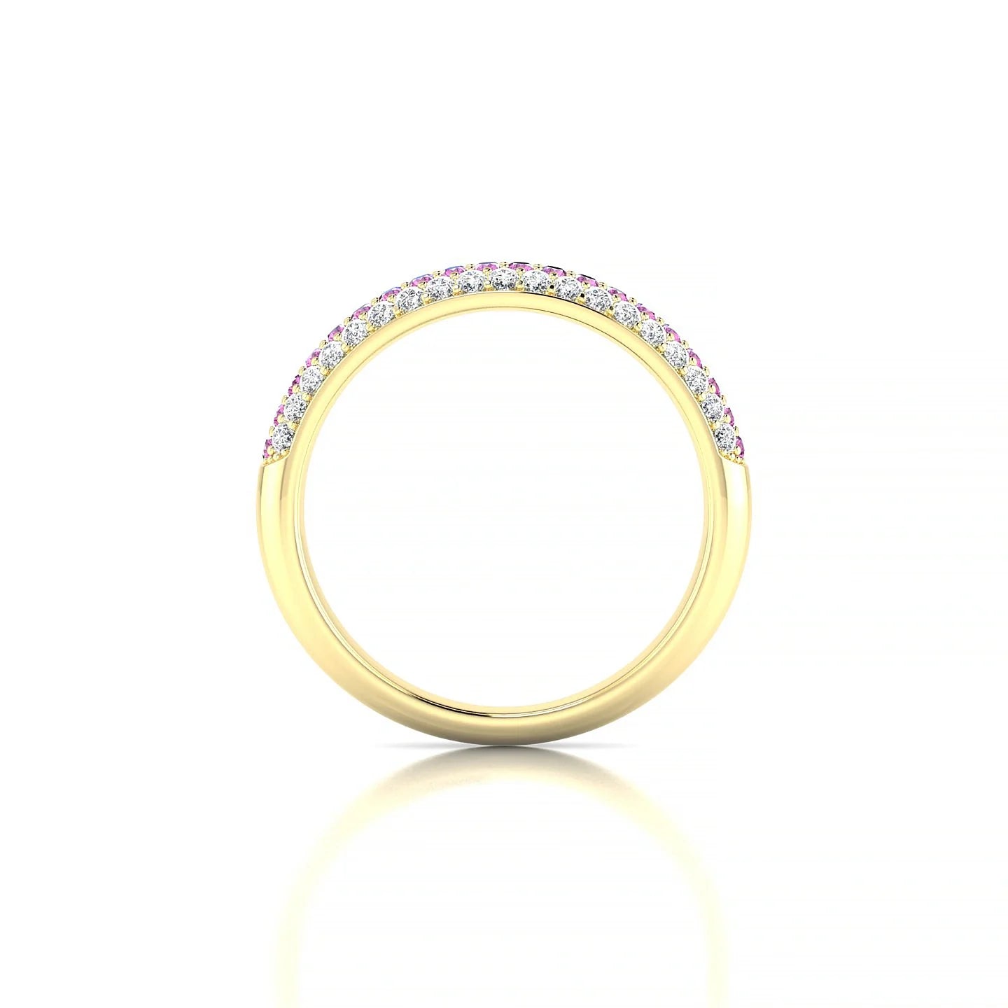 Dawn | 18k Yellow Gold 1.3 mm Round Pink Sapphire & Diamond Ring