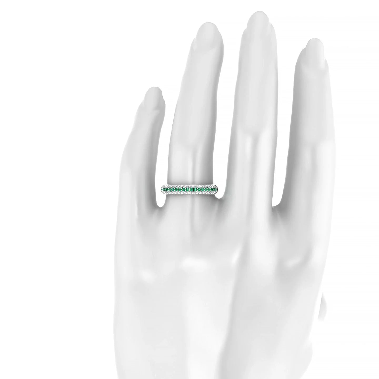 Dawn | 18k White Gold 1.3 mm Round Emerald & Diamond Ring