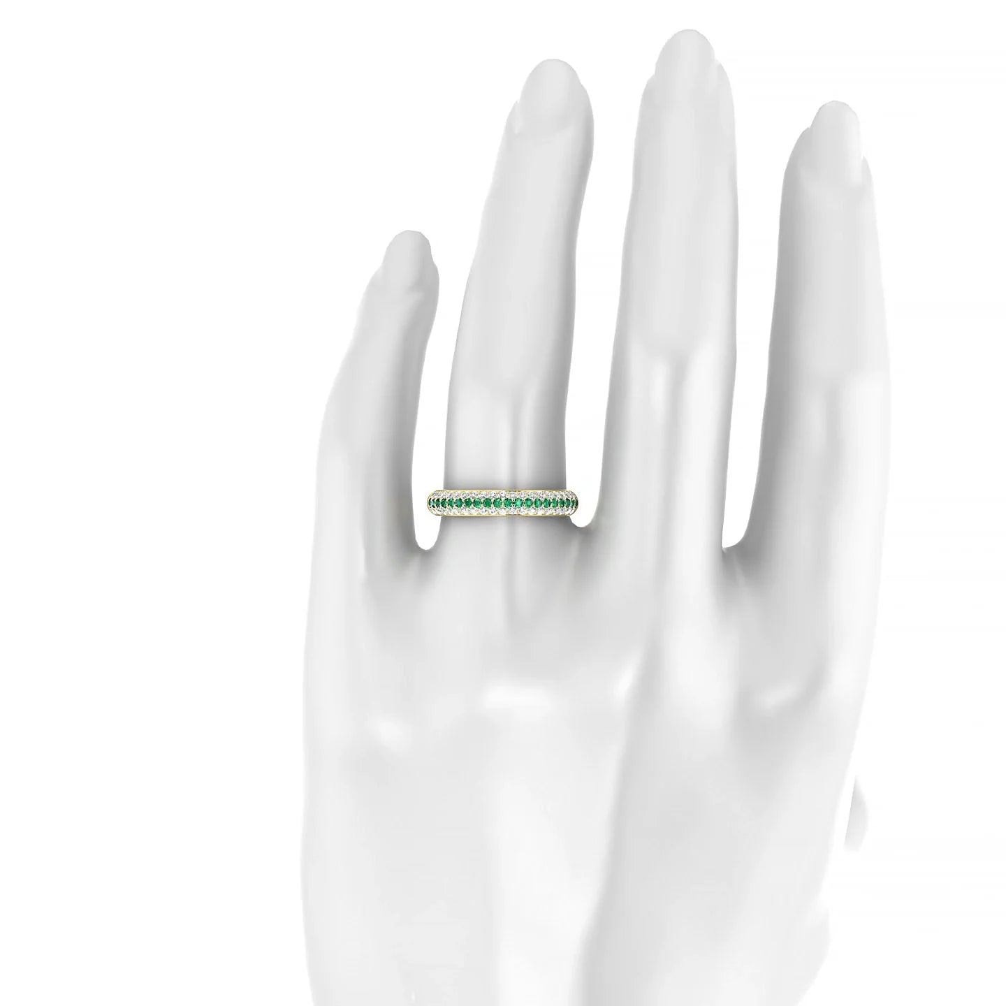Dawn | 18k Yellow Gold 1.3 mm Round Emerald & Diamond Ring