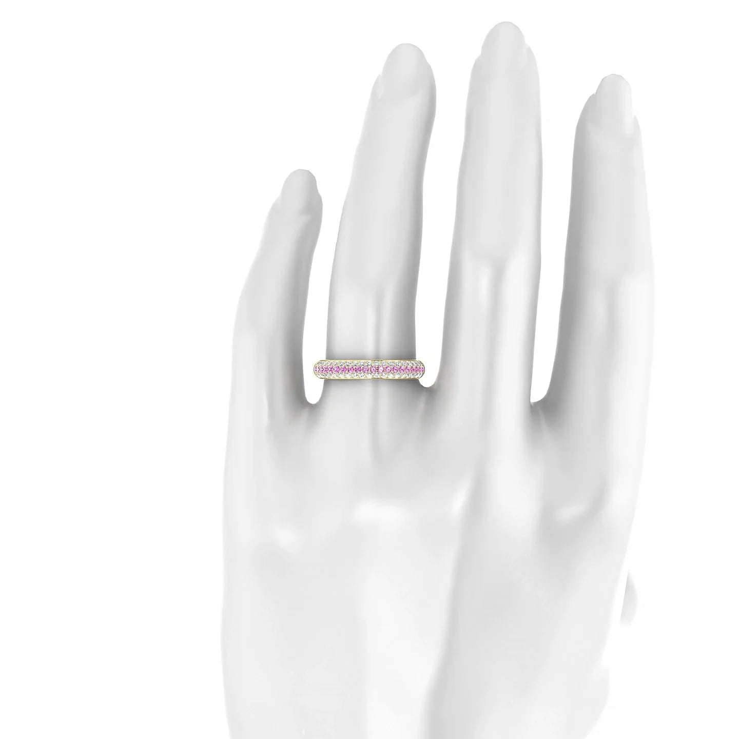 Dawn | 18k Yellow Gold 1.3 mm Round Pink Sapphire & Diamond Ring
