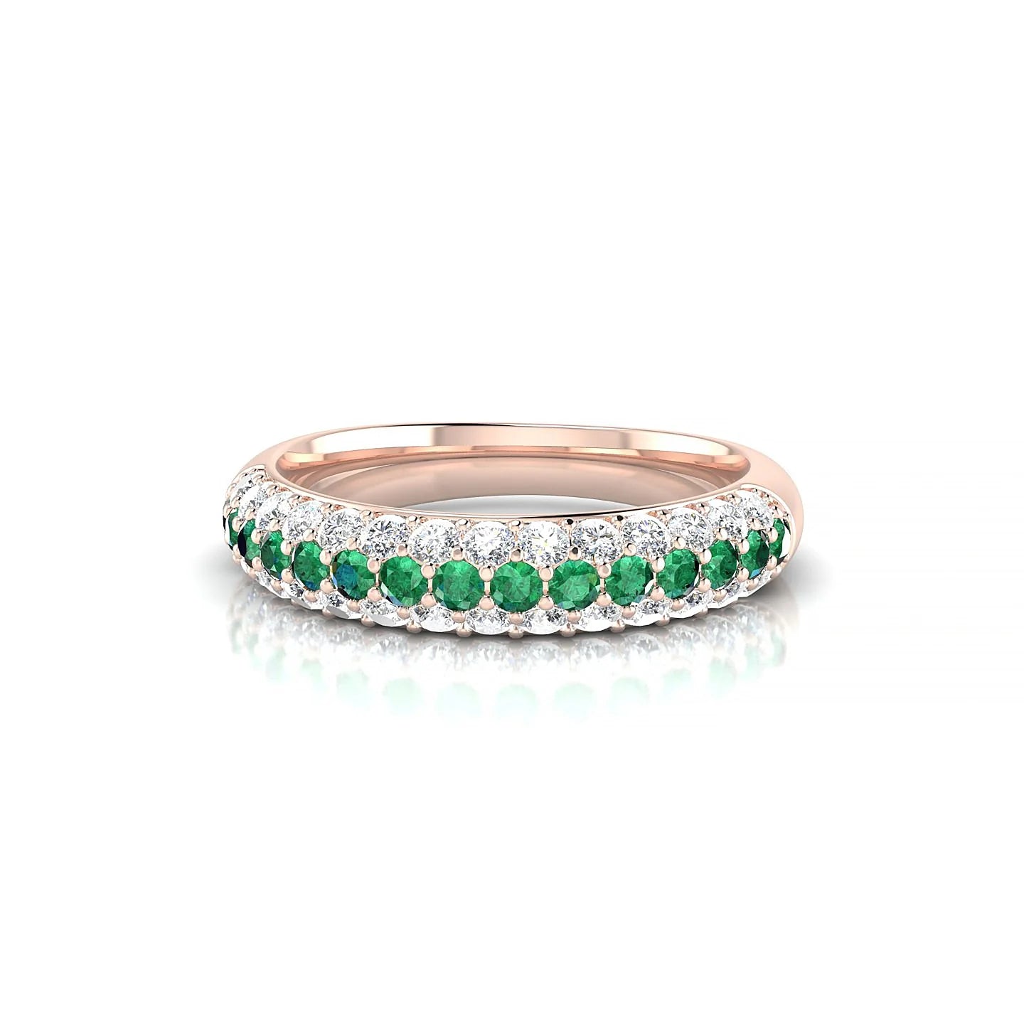 Dawn | 18k Rose Gold 1.7 mm Round Emerald & Diamond Ring