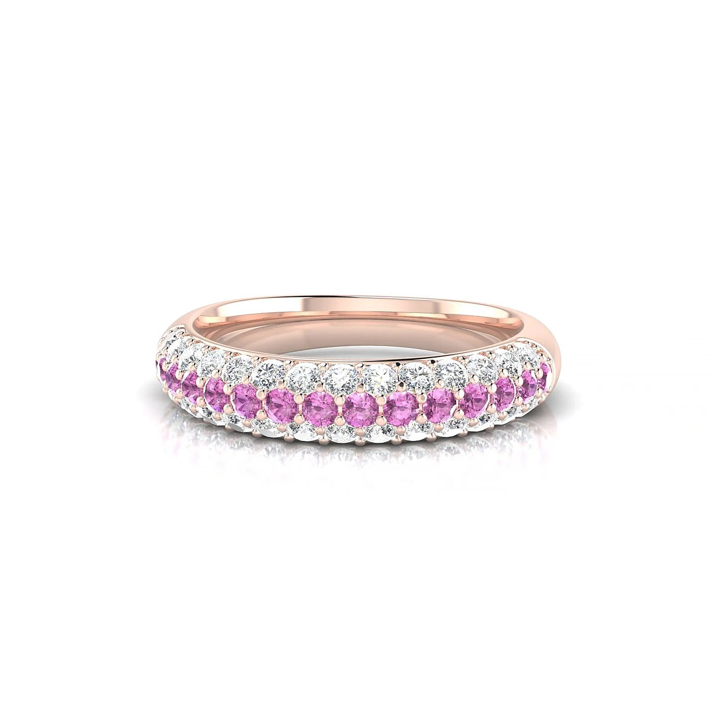 Dawn | 18k Rose Gold 1.7 mm Round Pink Sapphire & Diamond Ring