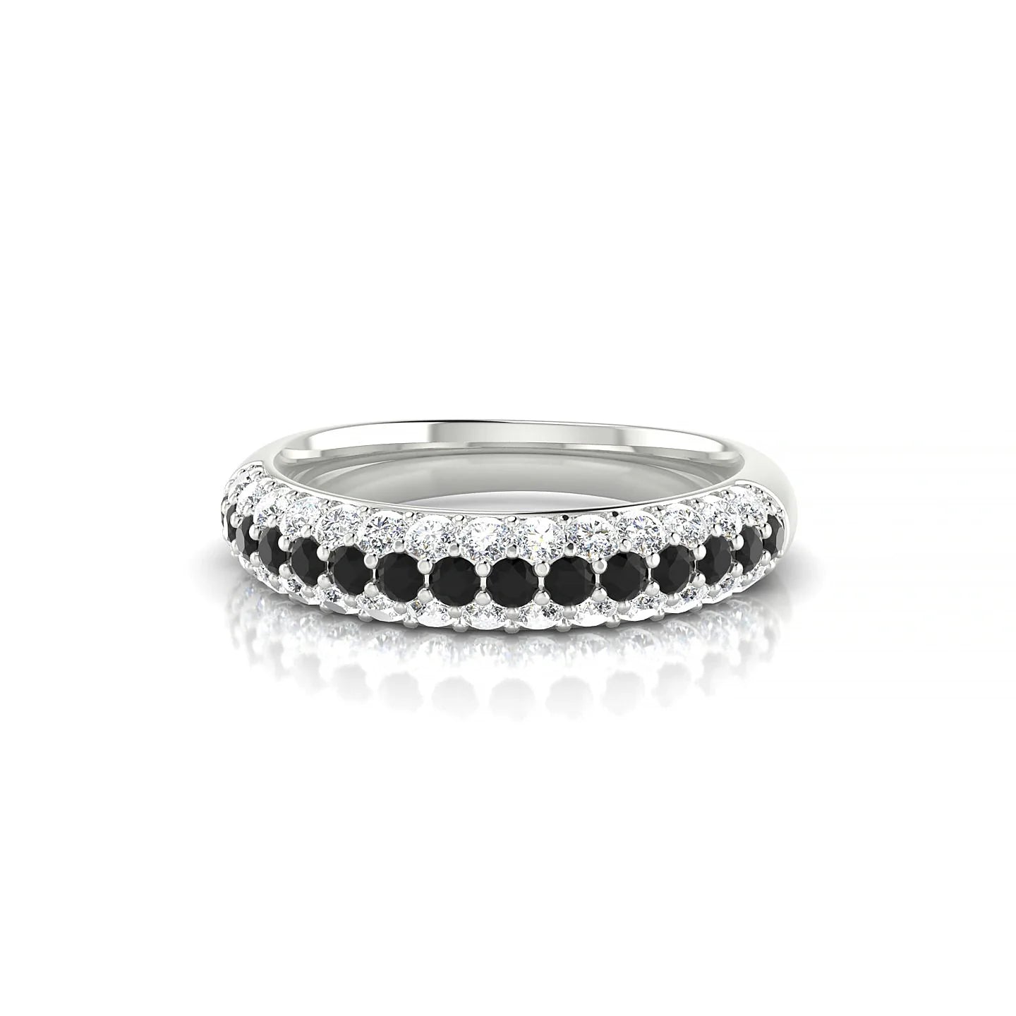 Dawn | 18k White Gold 1.7 mm Round Black Diamond & Diamond Ring