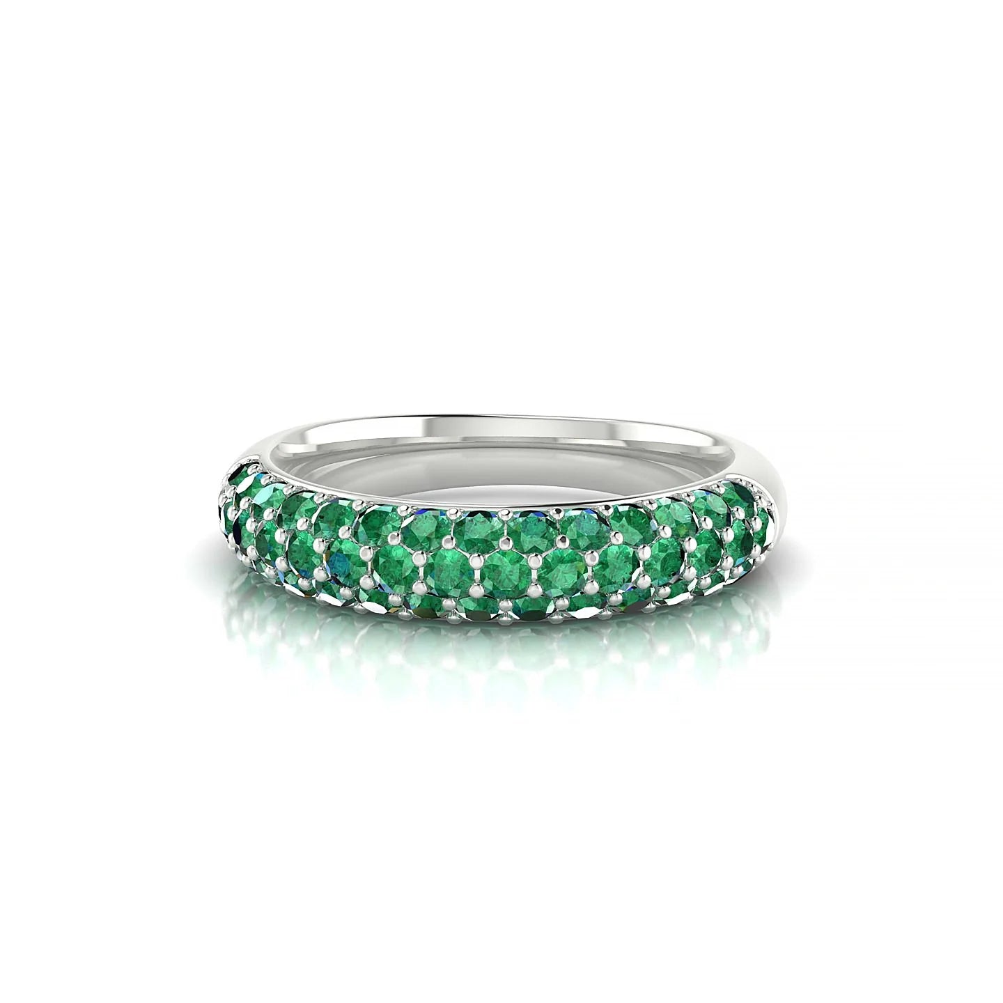 Dawn | 18k White Gold 1.7 mm Round Emerald Ring