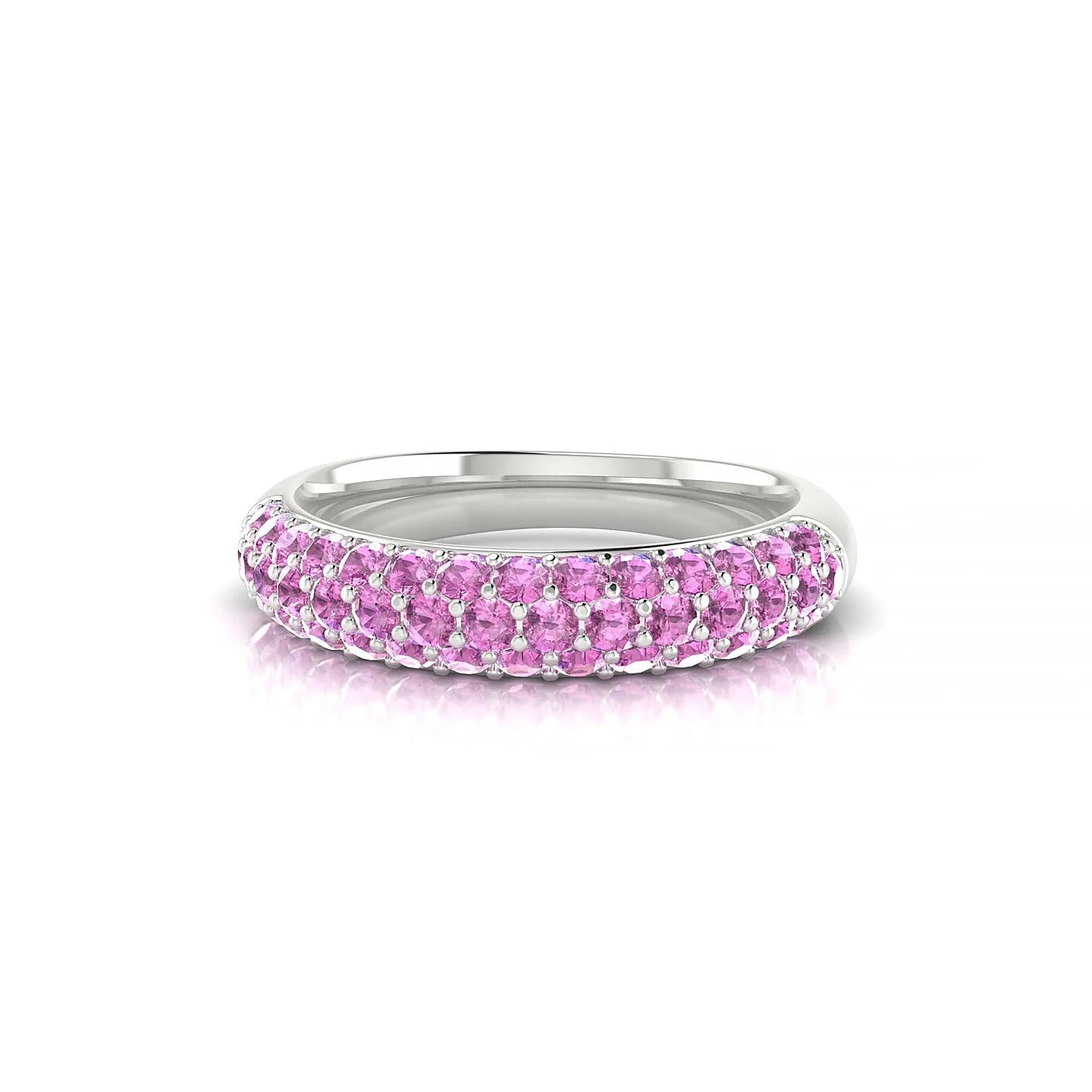 Dawn | 18k White Gold 1.7 mm Round Pink Sapphire Ring