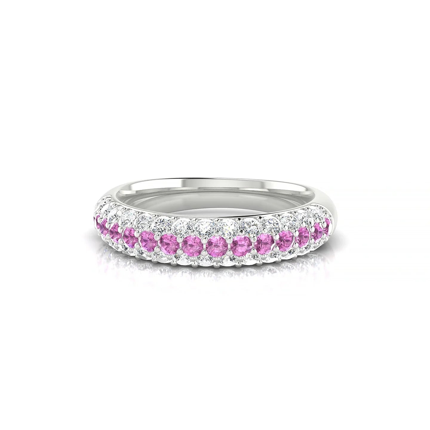 Dawn | 18k White Gold 1.7 mm Round Pink Sapphire & Diamond Ring