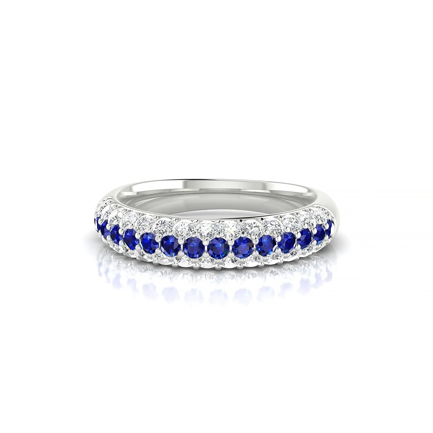 Dawn | 18k White Gold 1.7 mm Round Sapphire & Diamond Ring