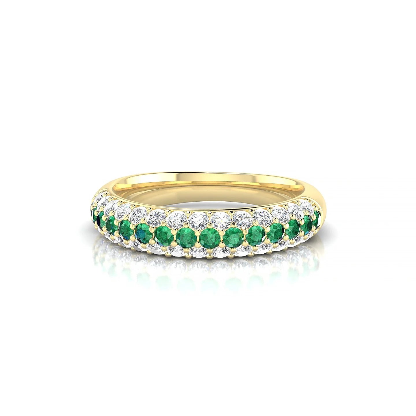 Dawn | 18k Yellow Gold 1.7 mm Round Emerald & Diamond Ring