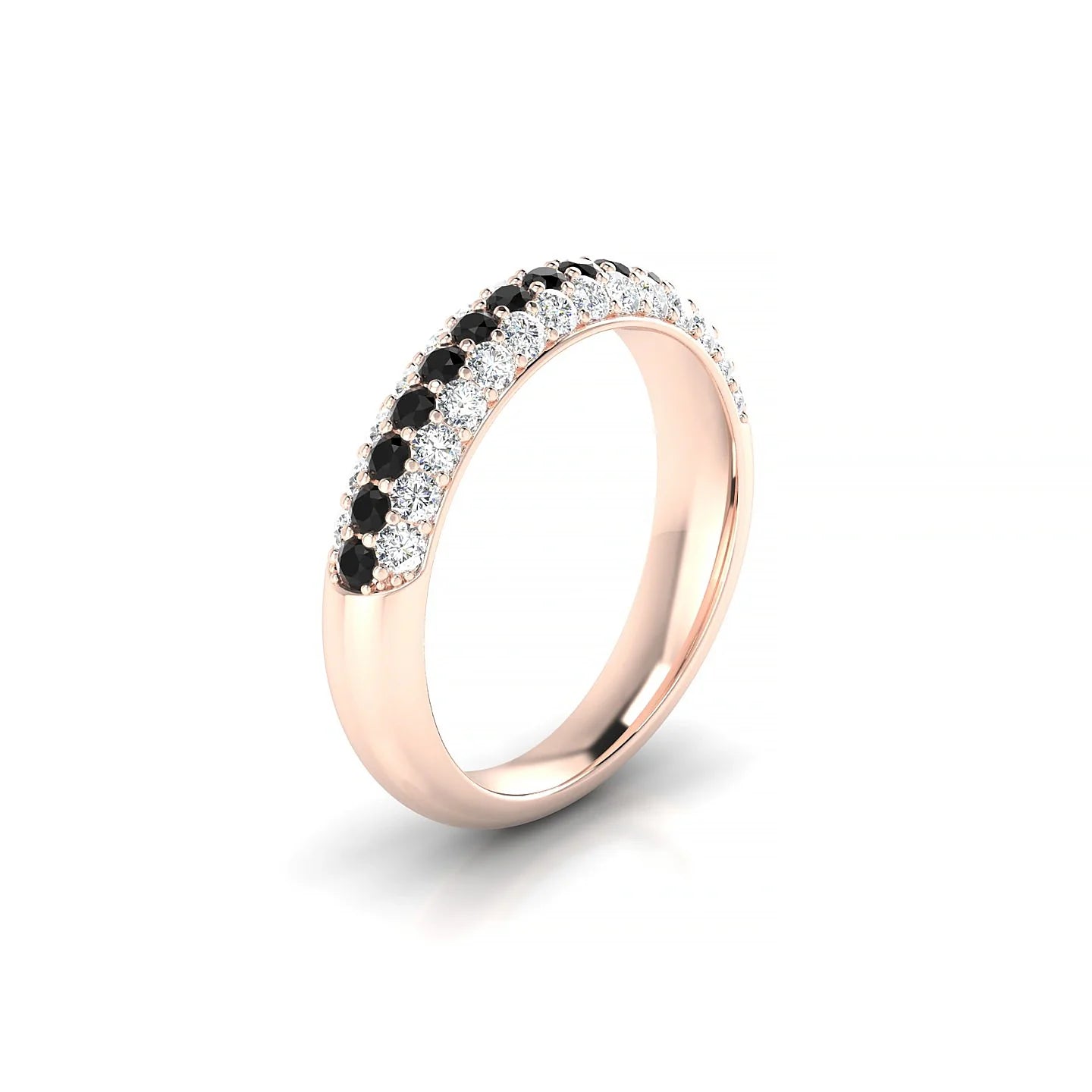 Dawn | 18k Rose Gold 1.7 mm Round Black Diamond & Diamond Ring