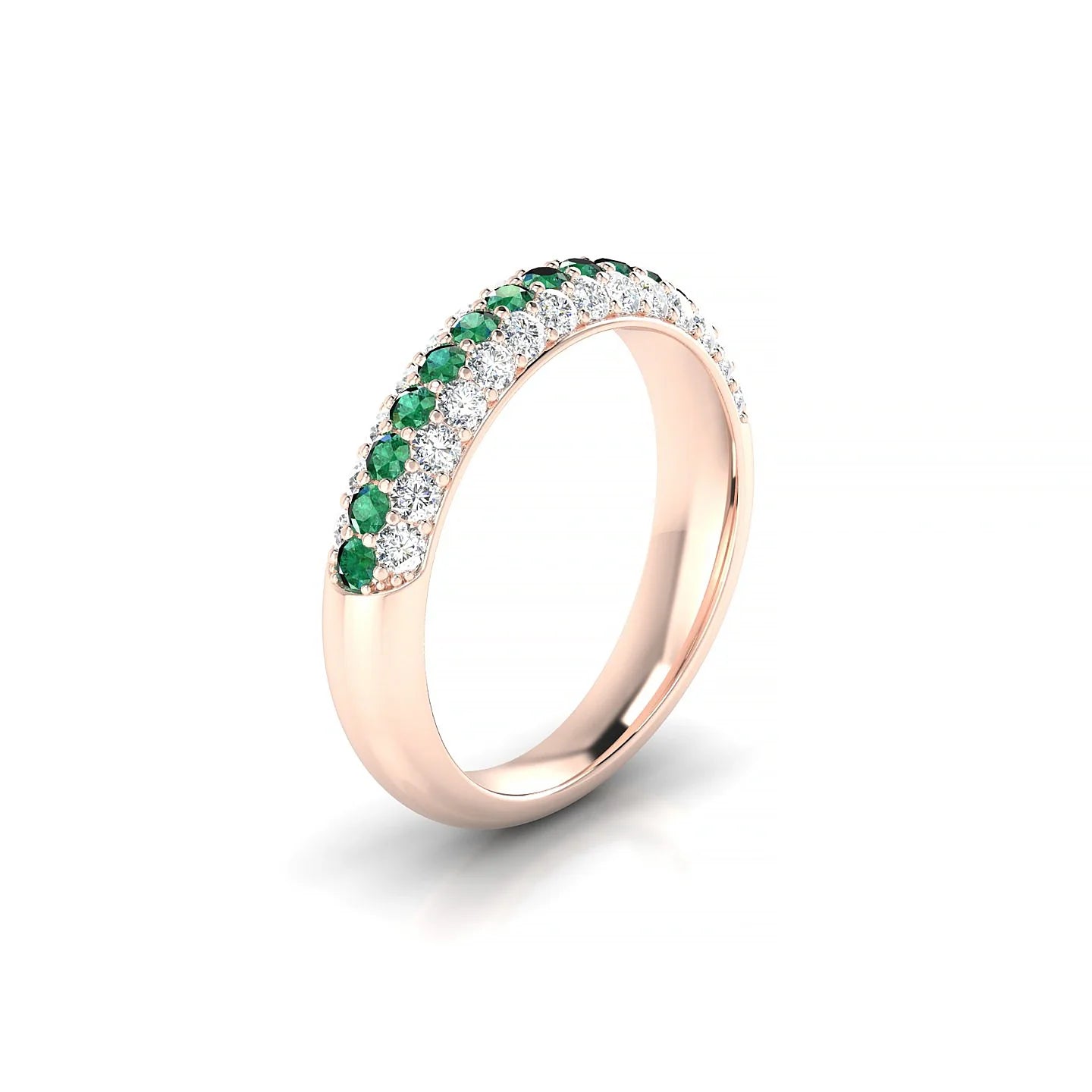 Dawn | 18k Rose Gold 1.7 mm Round Emerald & Diamond Ring