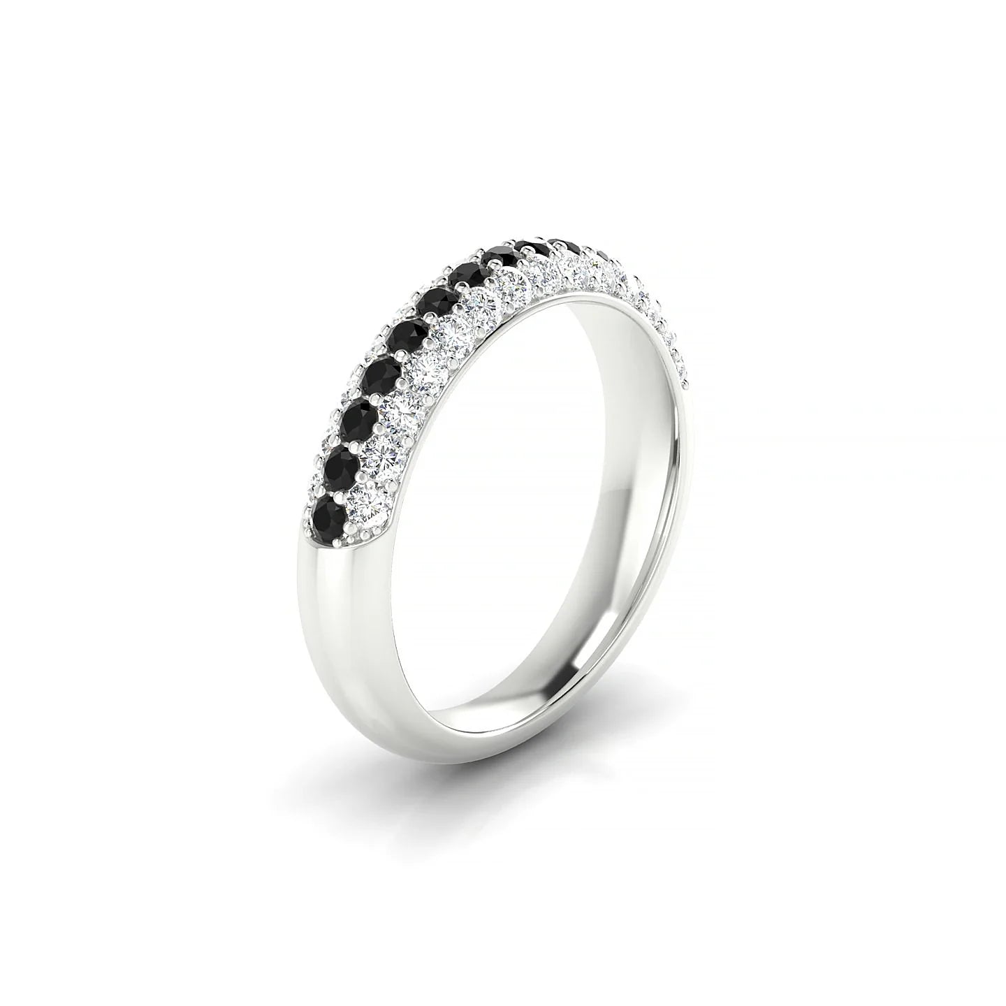 Dawn | 18k White Gold 1.7 mm Round Black Diamond & Diamond Ring