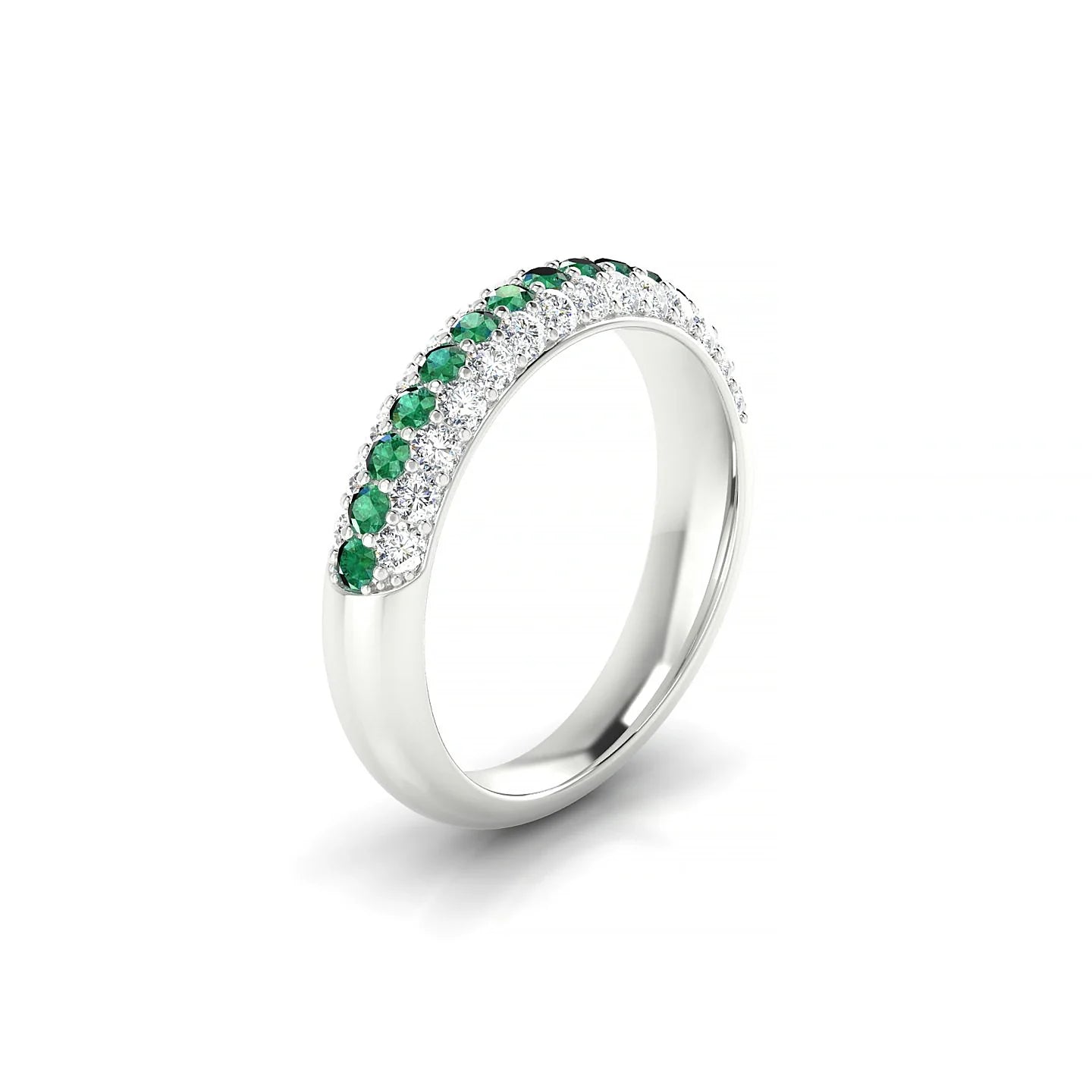 Dawn | 18k White Gold 1.7 mm Round Emerald & Diamond Ring