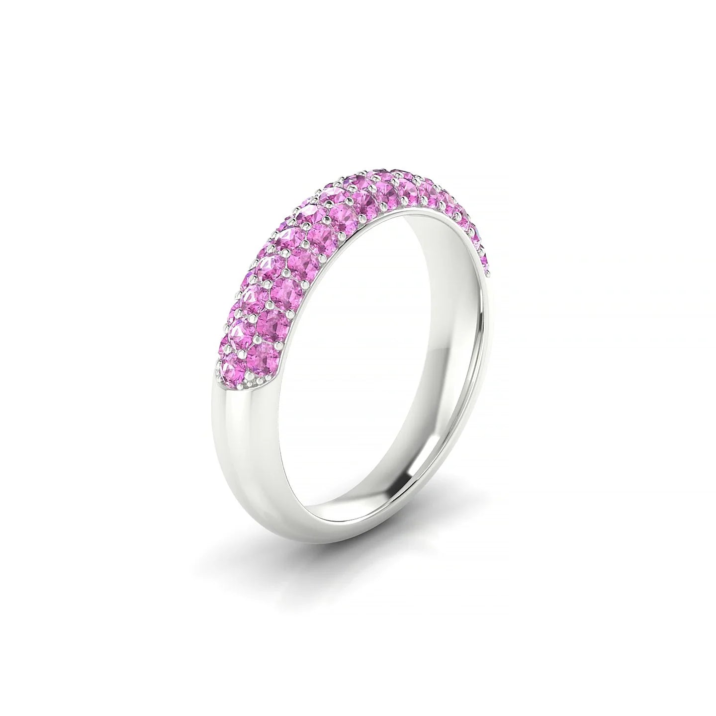 Dawn | 18k White Gold 1.7 mm Round Pink Sapphire Ring