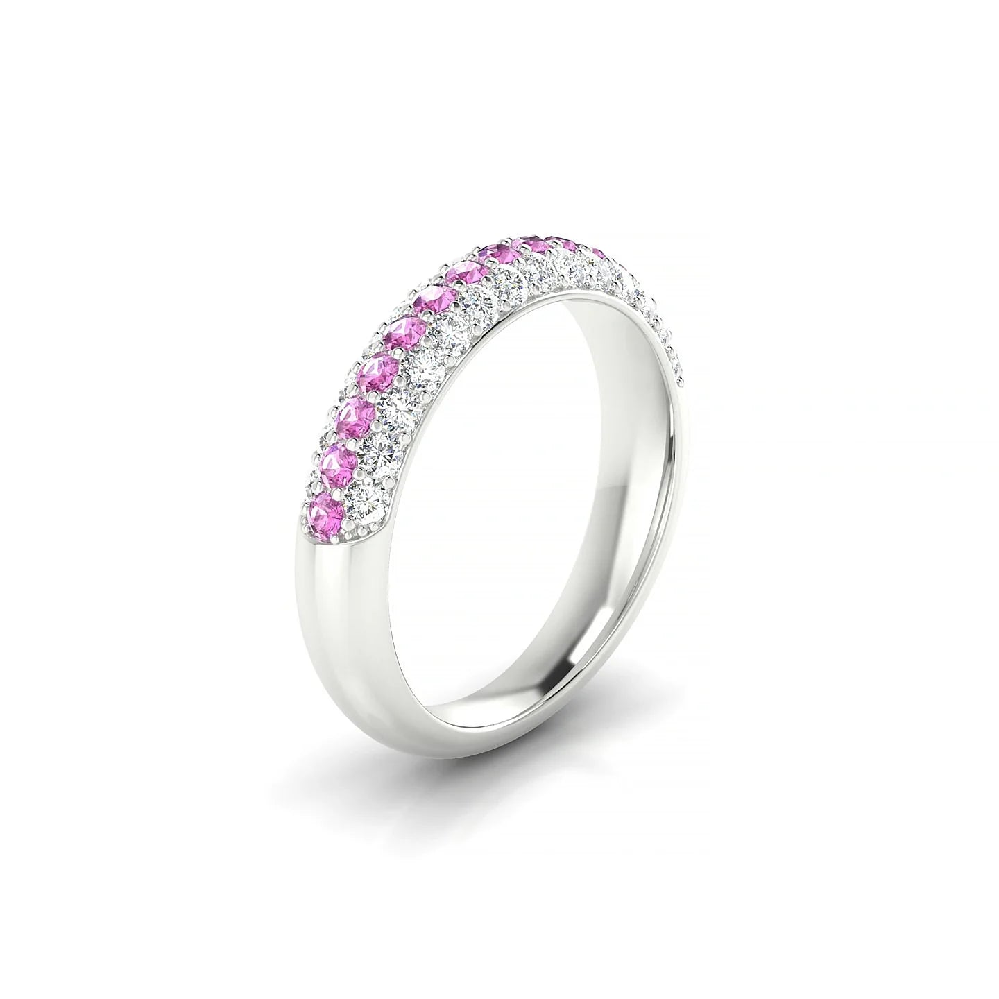 Dawn | 18k White Gold 1.7 mm Round Pink Sapphire & Diamond Ring