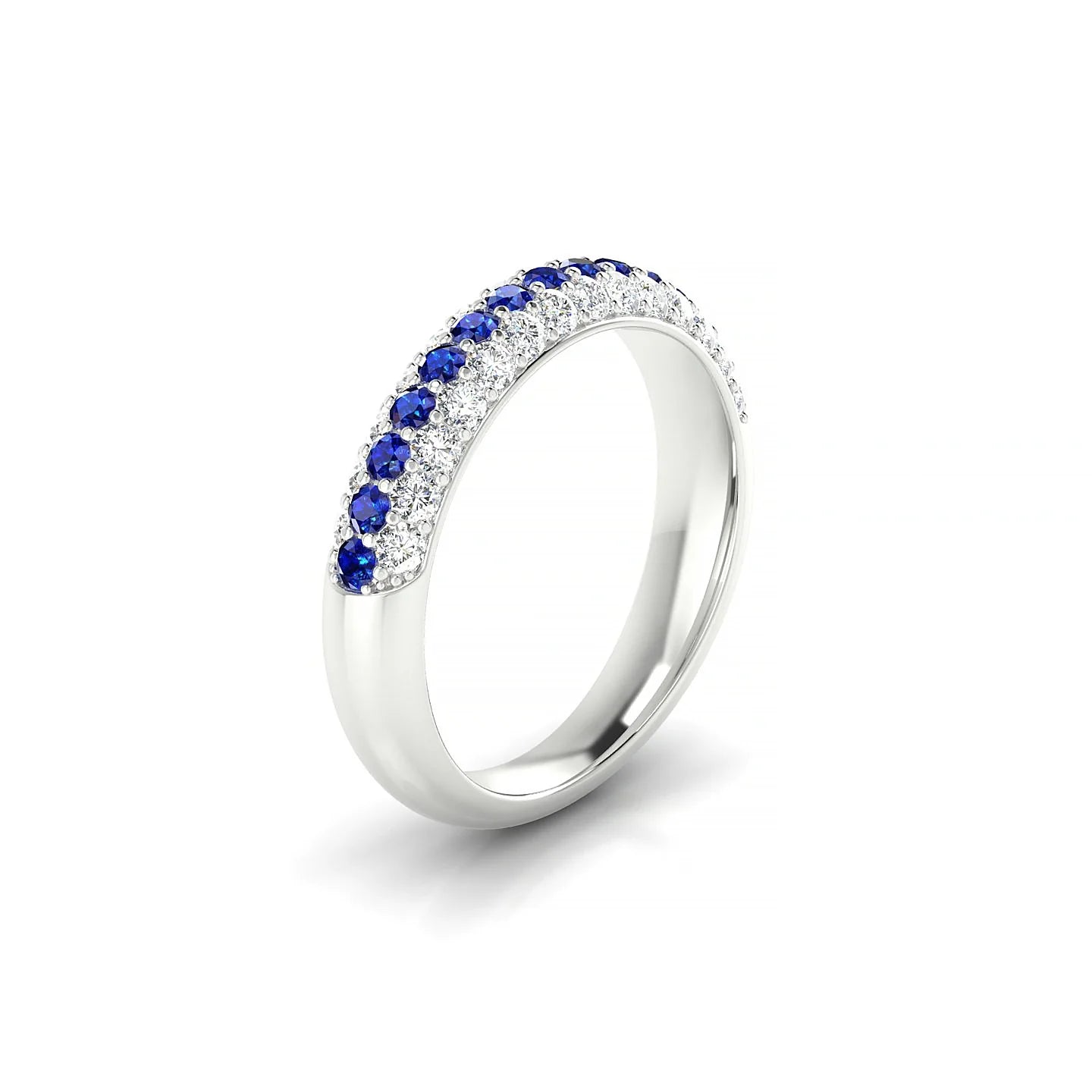 Dawn | 18k White Gold 1.7 mm Round Sapphire & Diamond Ring