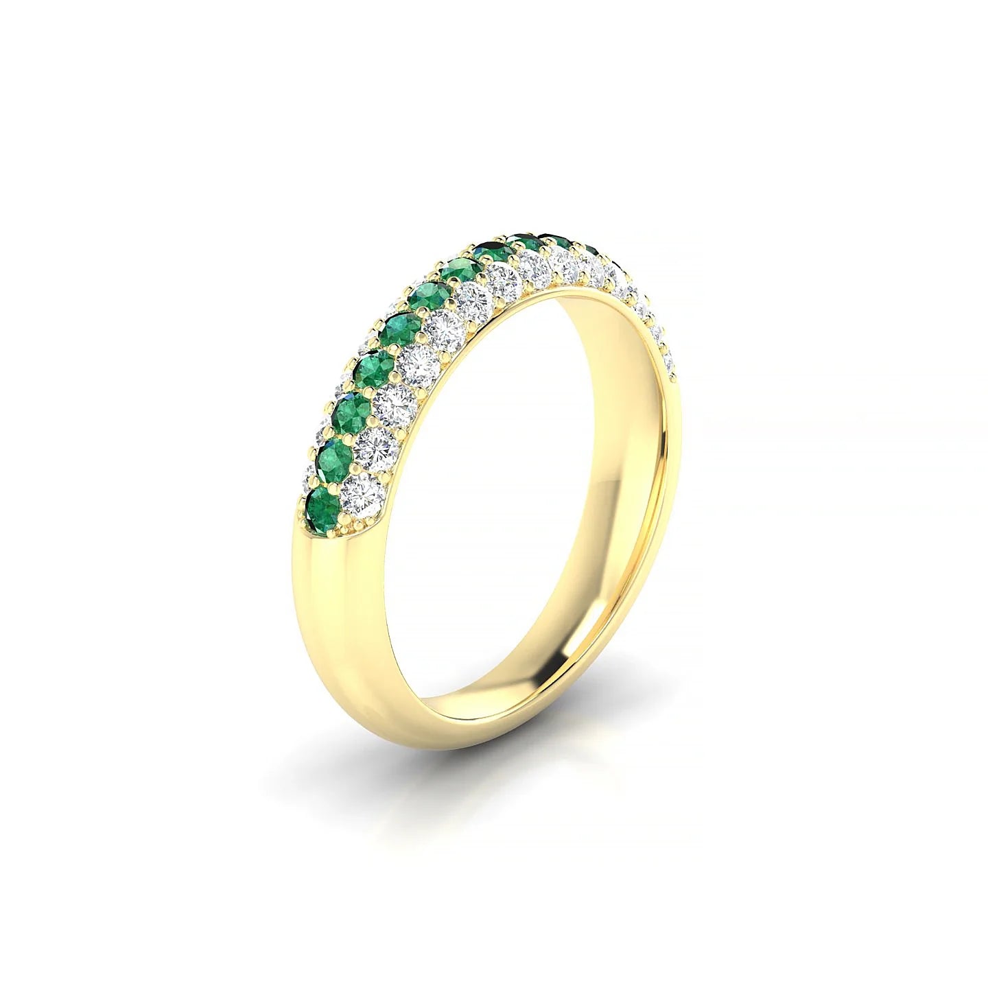 Dawn | 18k Yellow Gold 1.7 mm Round Emerald & Diamond Ring