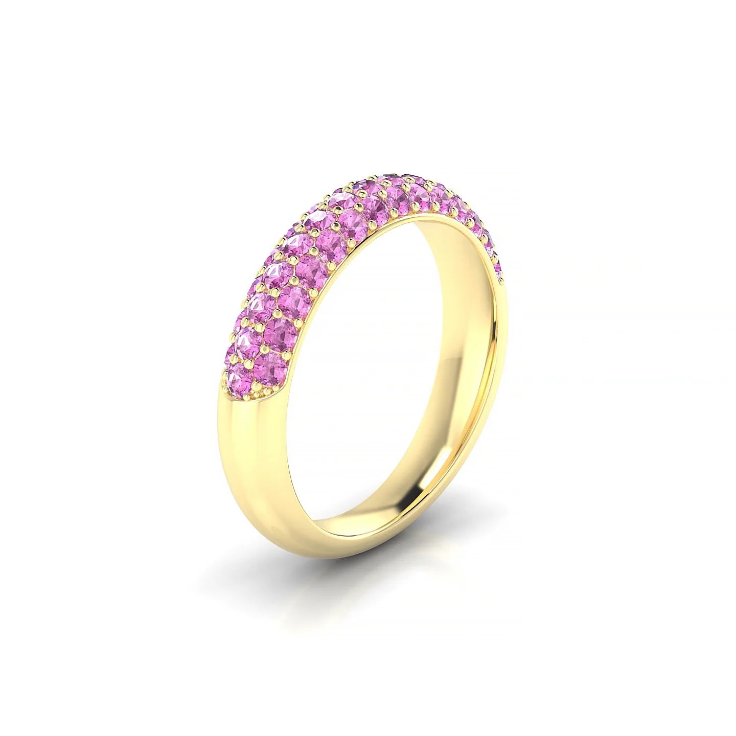 Dawn | 18k Yellow Gold 1.7 mm Round Pink Sapphire Ring