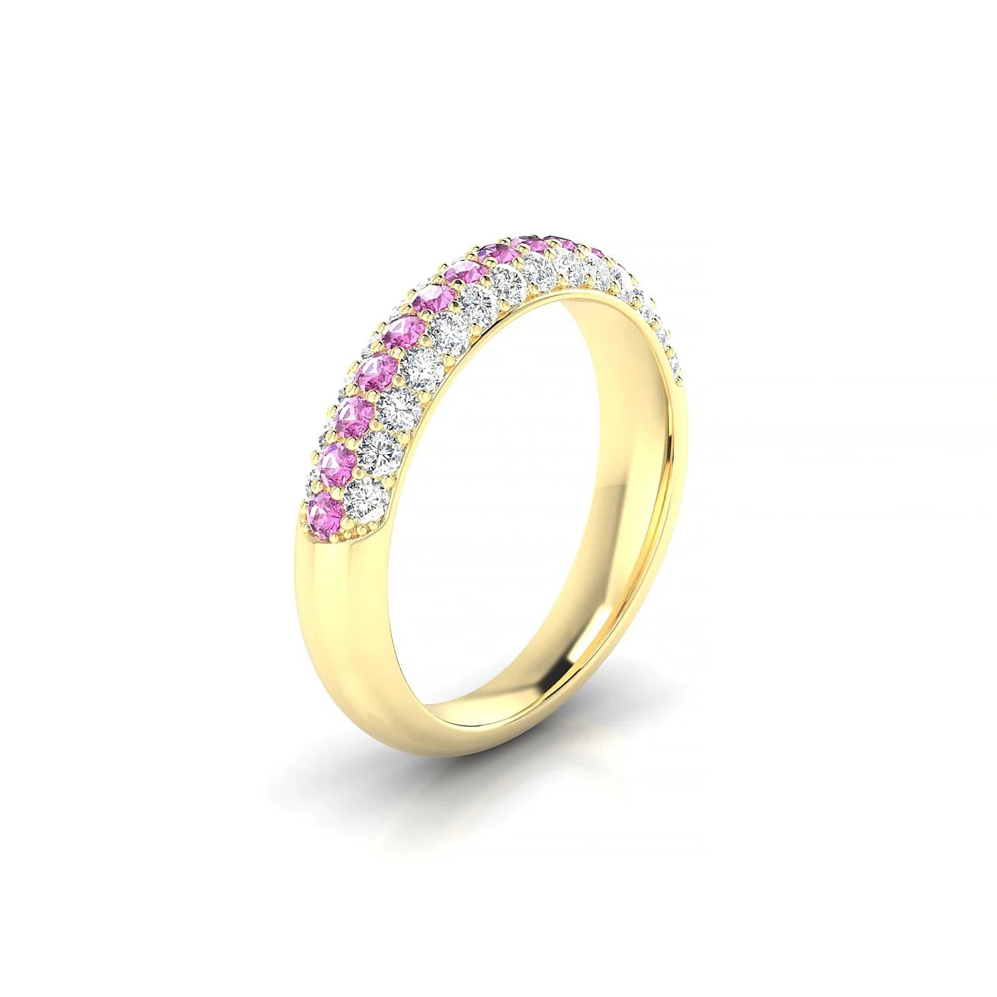 Dawn | 18k Yellow Gold 1.7 mm Round Pink Sapphire & Diamond Ring