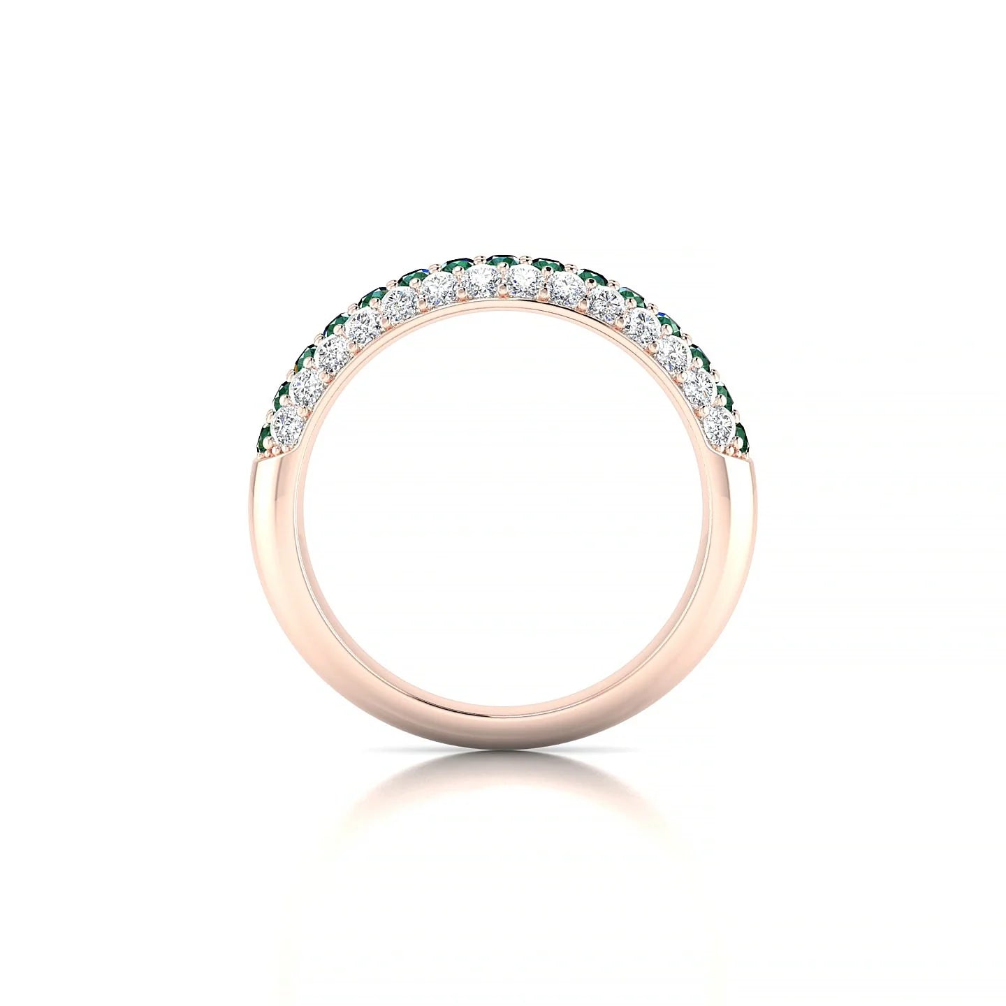 Dawn | 18k Rose Gold 1.7 mm Round Emerald & Diamond Ring