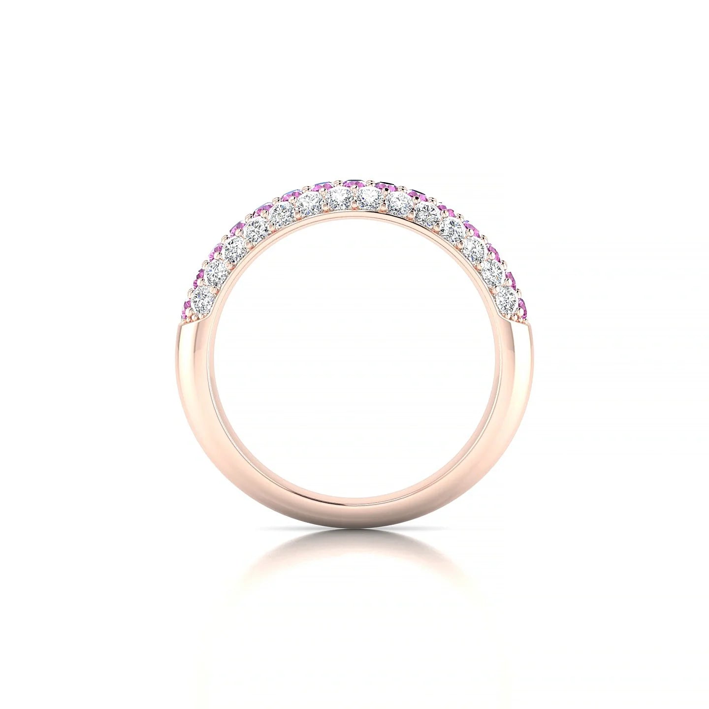 Dawn | 18k Rose Gold 1.7 mm Round Pink Sapphire & Diamond Ring