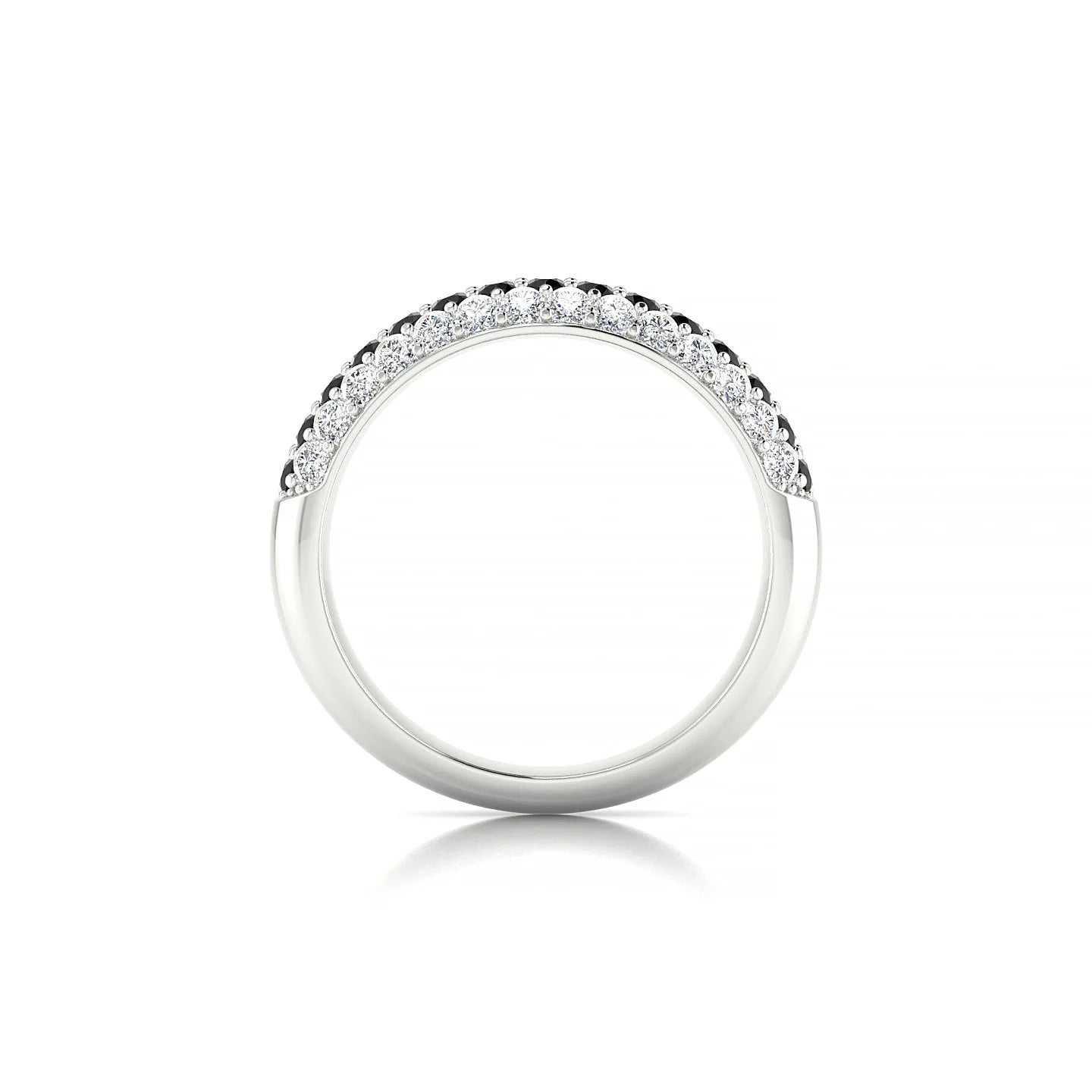 Dawn | 18k White Gold 1.7 mm Round Black Diamond & Diamond Ring
