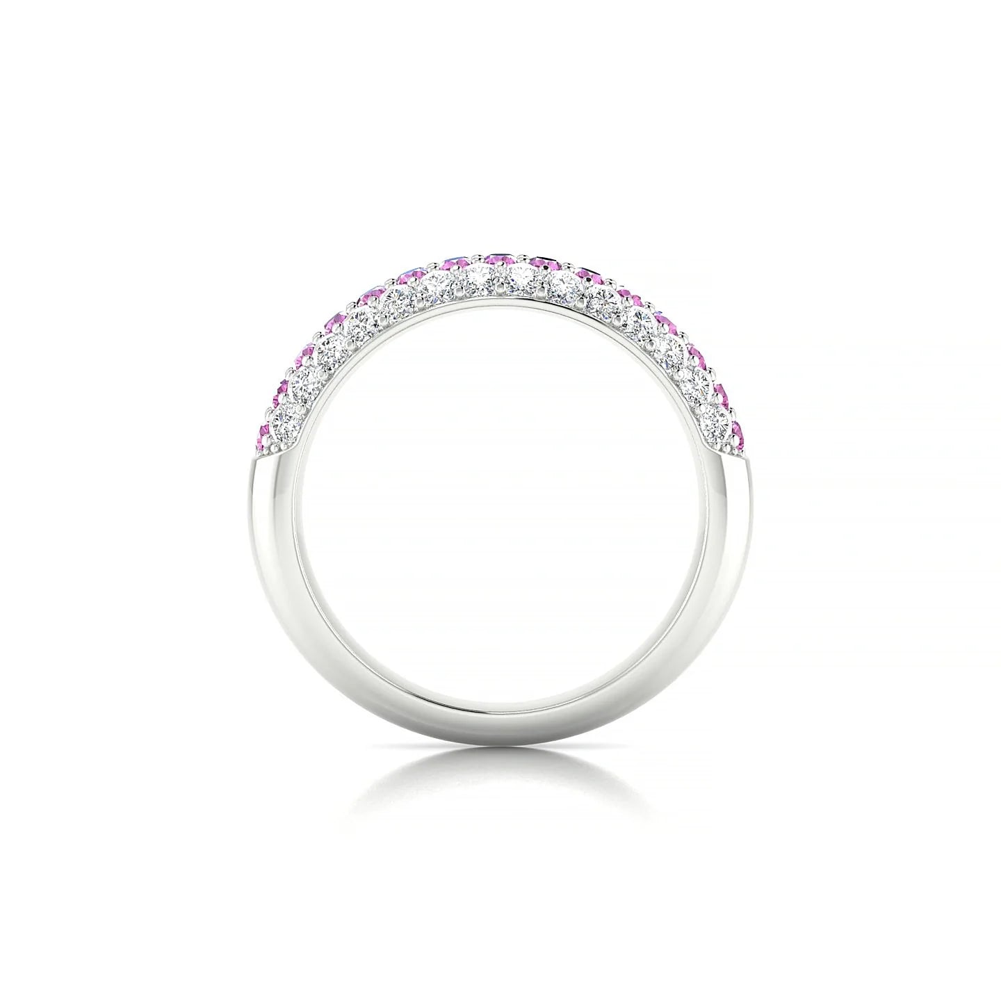 Dawn | 18k White Gold 1.7 mm Round Pink Sapphire & Diamond Ring
