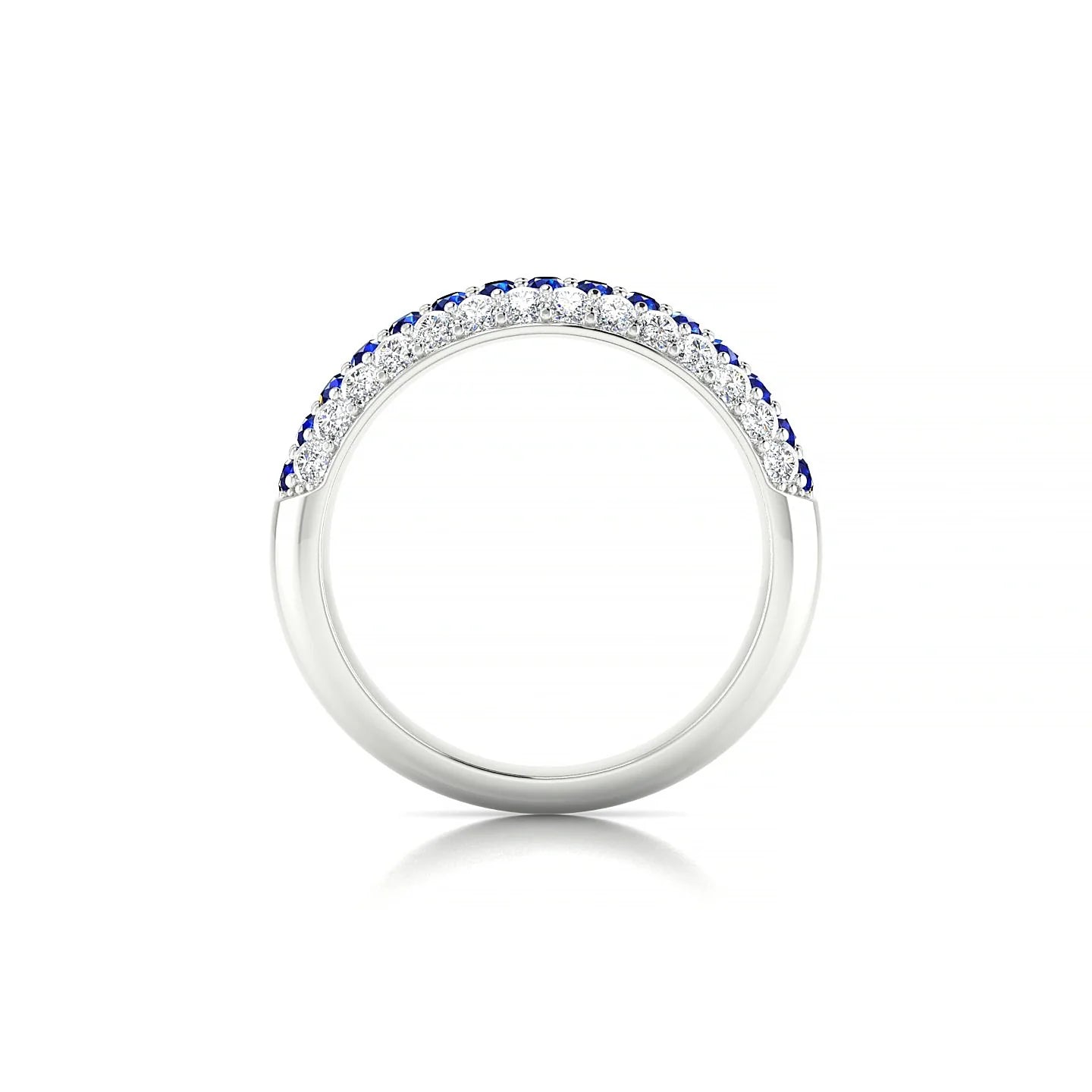 Dawn | 18k White Gold 1.7 mm Round Sapphire & Diamond Ring