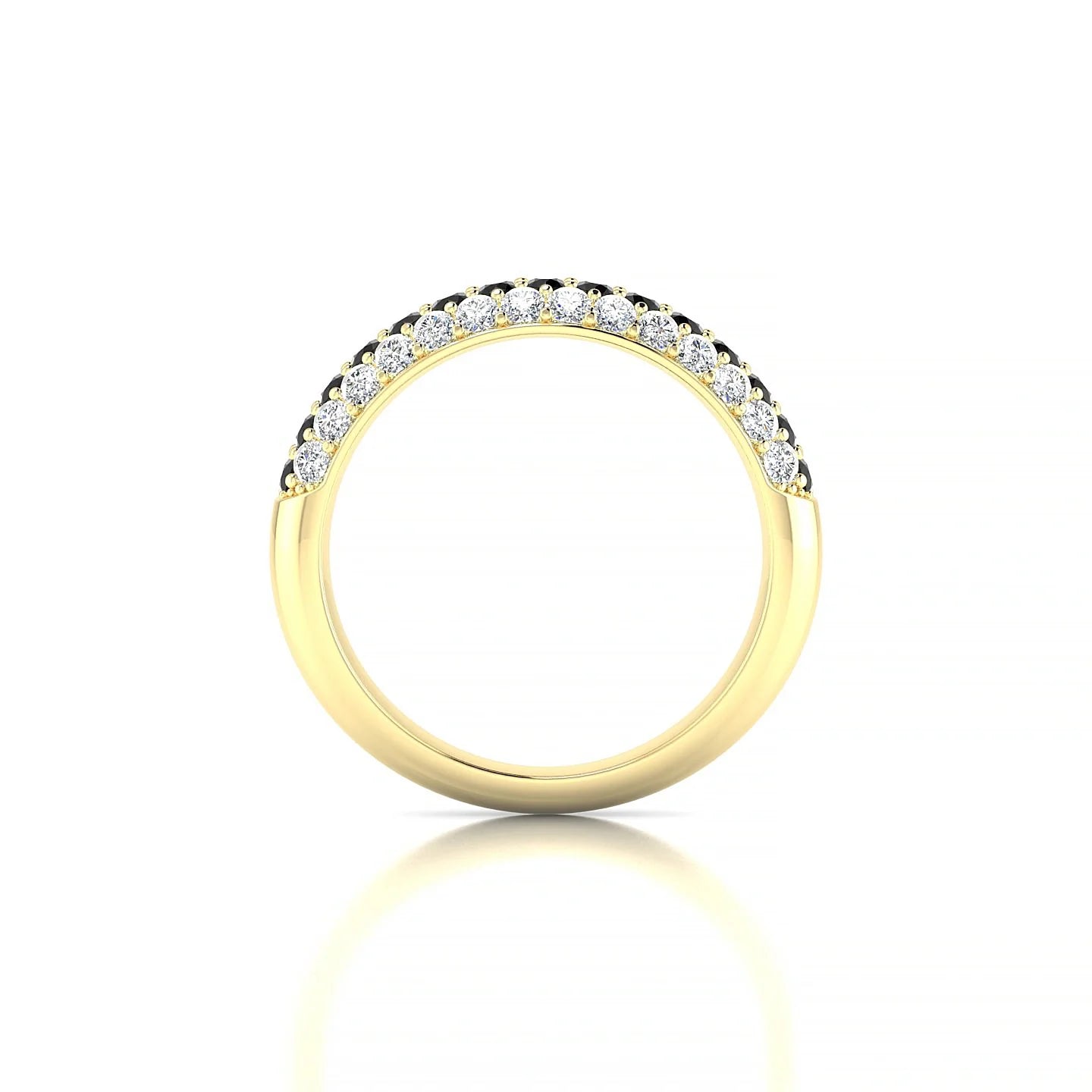 Dawn | 18k Yellow Gold 1.7 mm Round Black Diamond & Diamond Ring