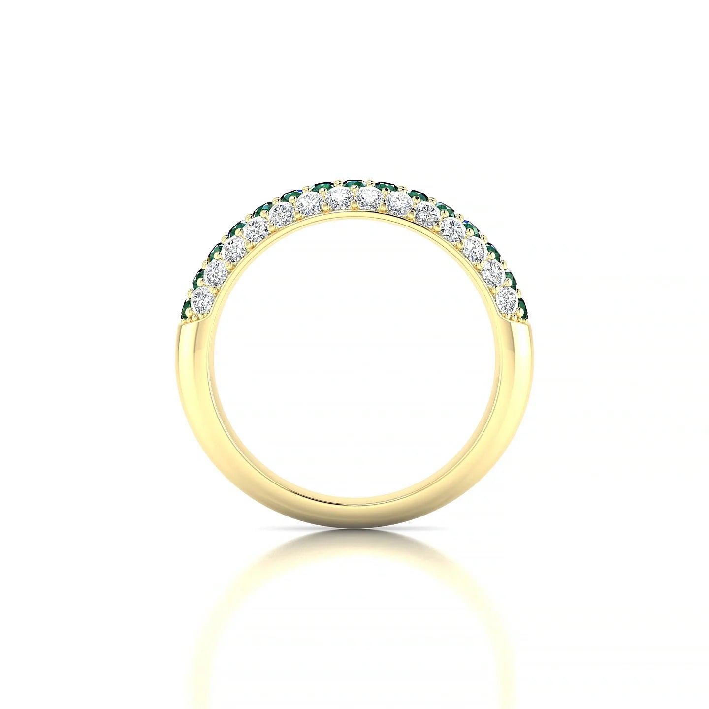 Dawn | 18k Yellow Gold 1.7 mm Round Emerald & Diamond Ring
